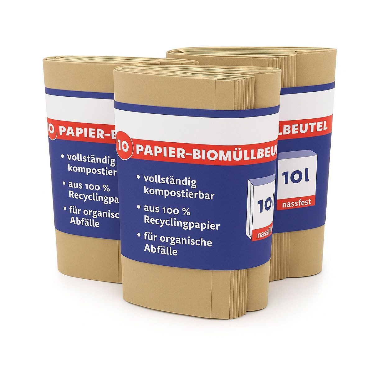 ARLI Müllbeutel Papier Bio Müllbeutel 10L braun 20x16x34cm 70 g/m² Recyclingpapier, Zubehör für Biomüll, kompostierbar & nassfest