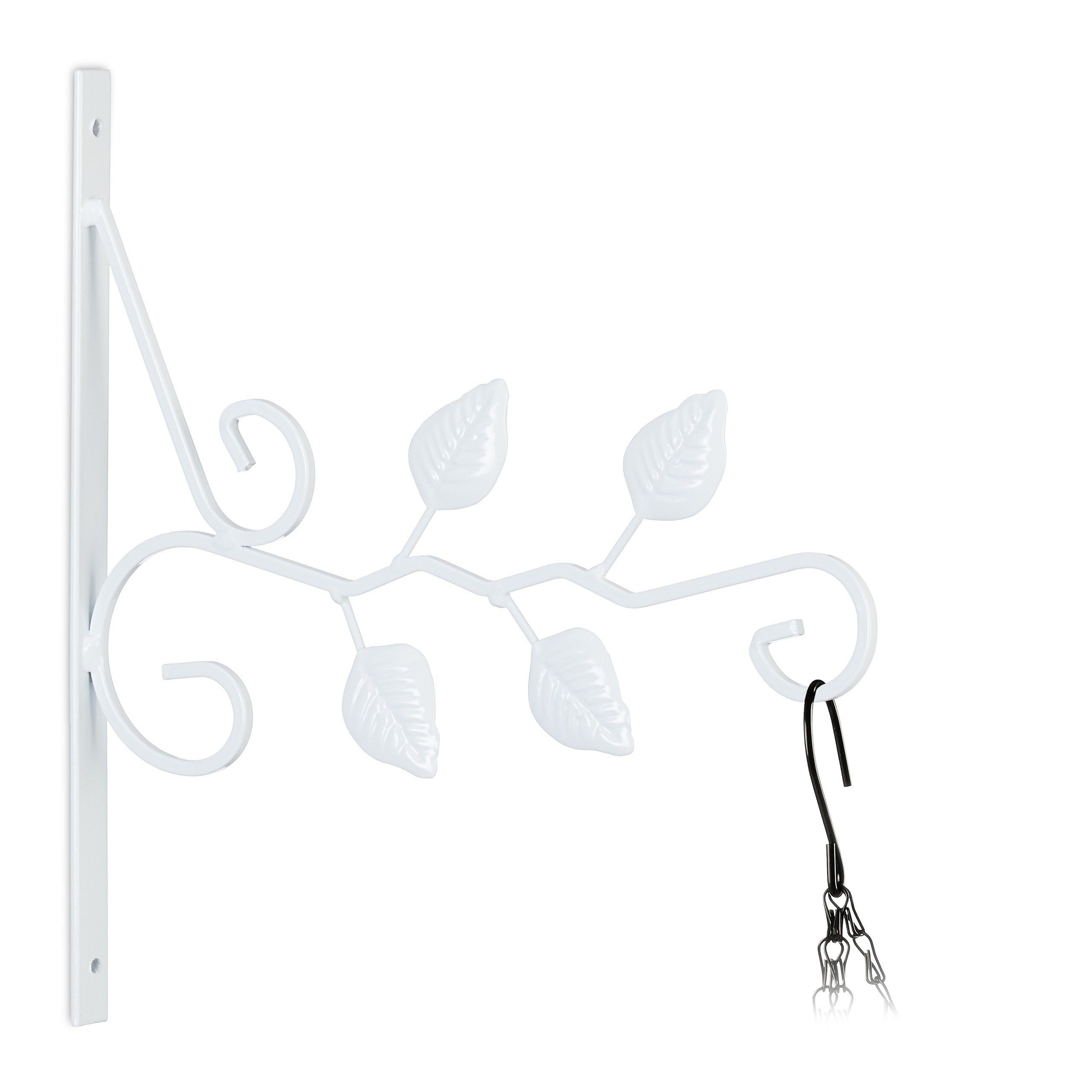 relaxdays Wandhaken Blumenampelhalterung mit Blättern, Bepflanzte Hängetöpfe, Blumenkränze, Trockenblumen, Blumenampeln, Kräuter, Laternen, Windspiele, (1-St)