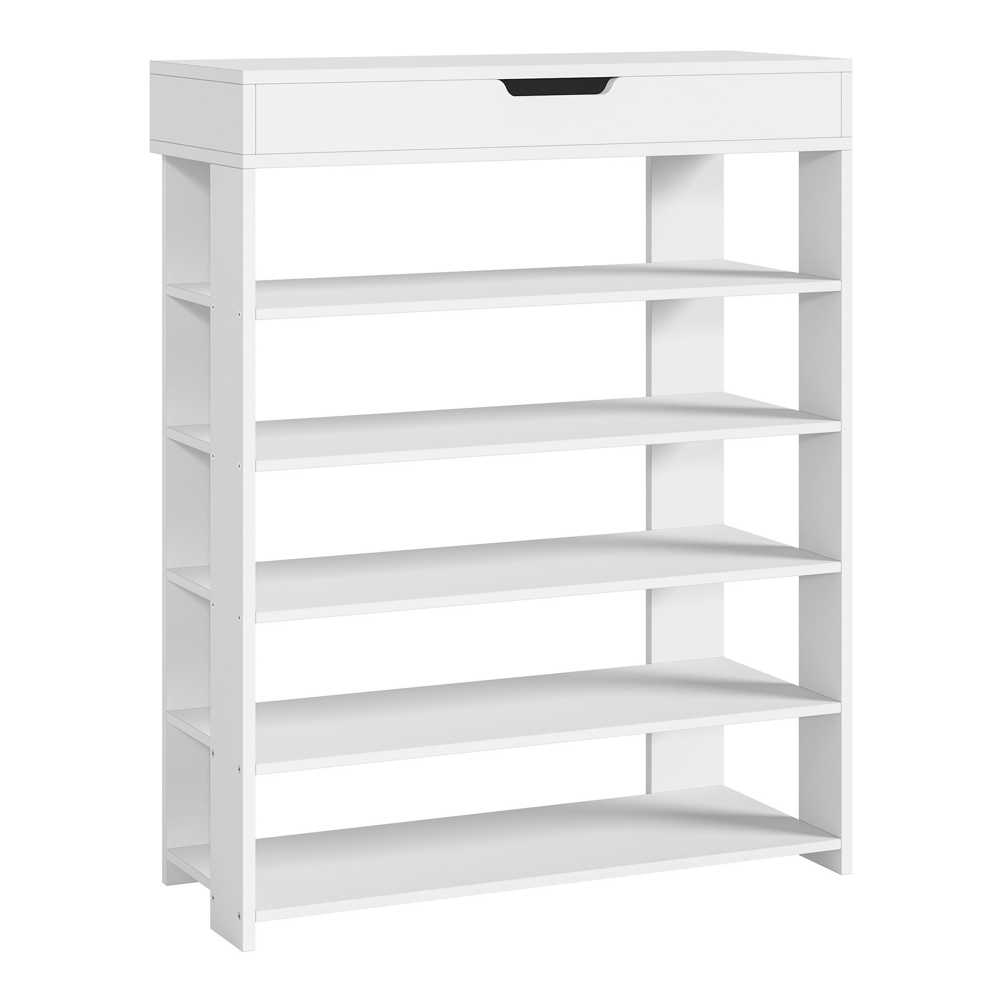 en.casa Schuhregal, »Boppeelo« mit Schublade 94 x 75 x 30 cm 5 Ablagen Weiß