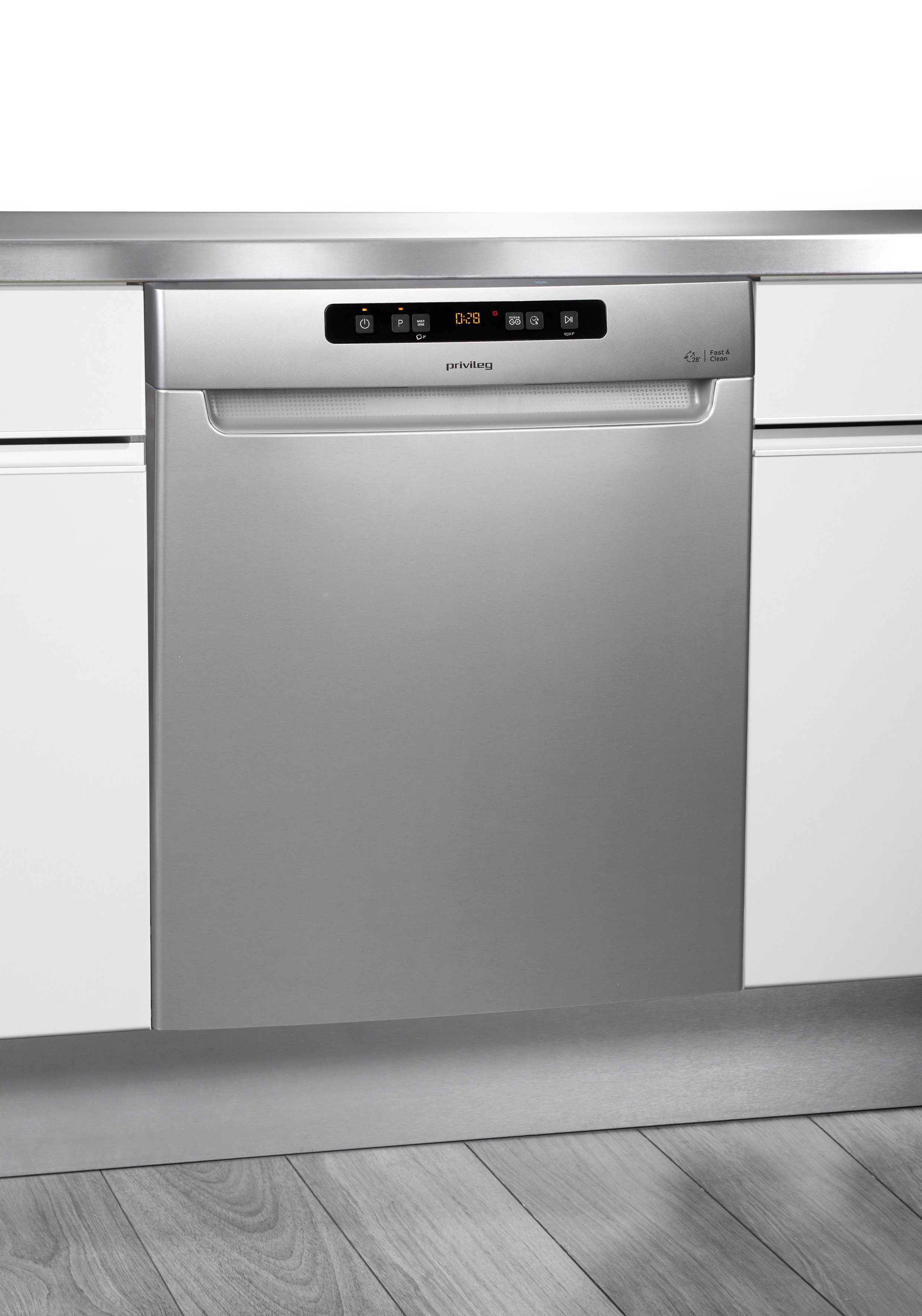 Privileg Unterbaugeschirrspüler P0U ECO D551 S, 14 Maßgedecke, Fast&Clean 28’ – das effektive Reinigungsprogramm unter 28 Minuten