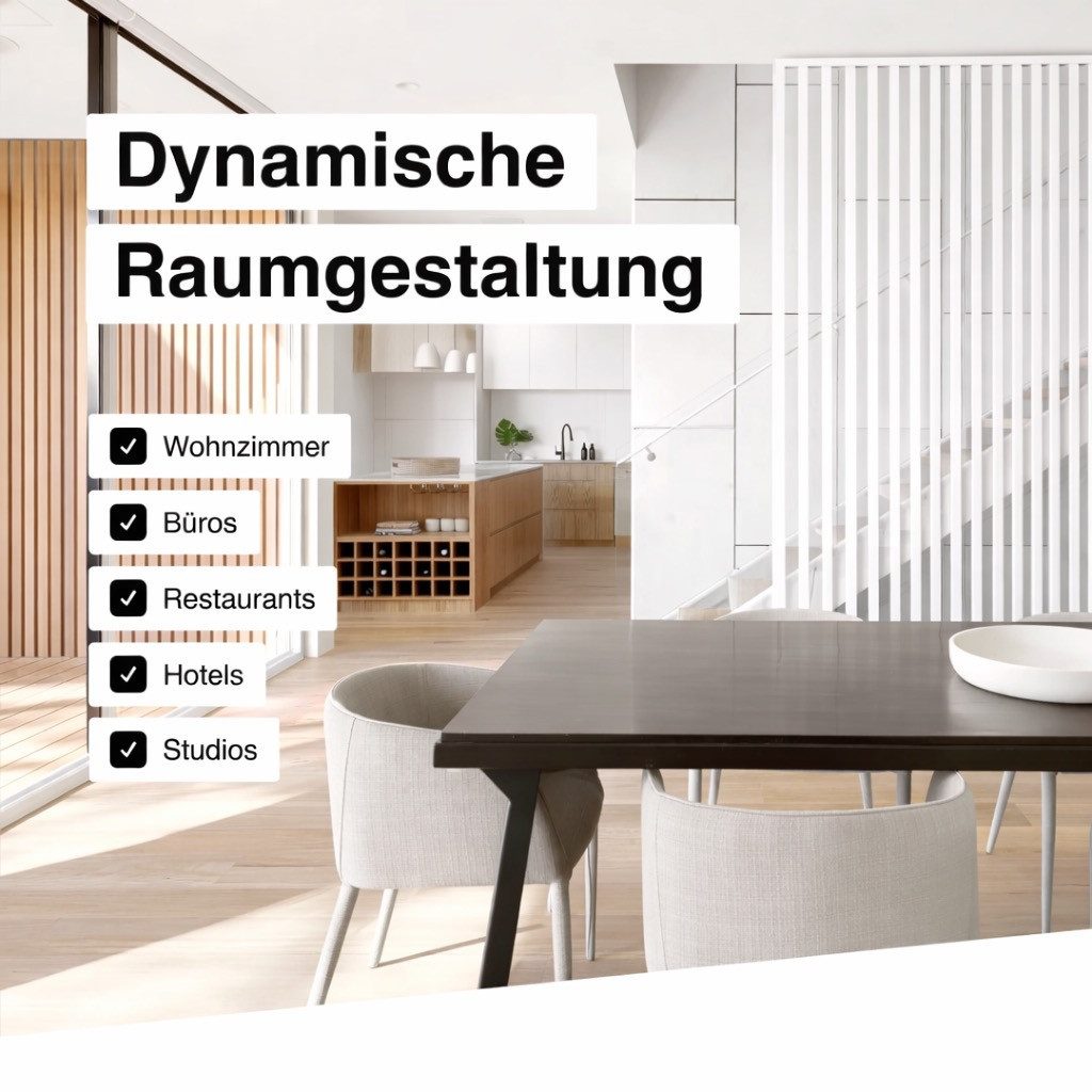 Hexim Raumteiler, Lamellenwand 275x58cm MDF Raumtrenner Trennwand - freistehende Holzlamellen Innendekoration - moderne Raumgestaltung Lamellen-Sichtschutz (Weiß)