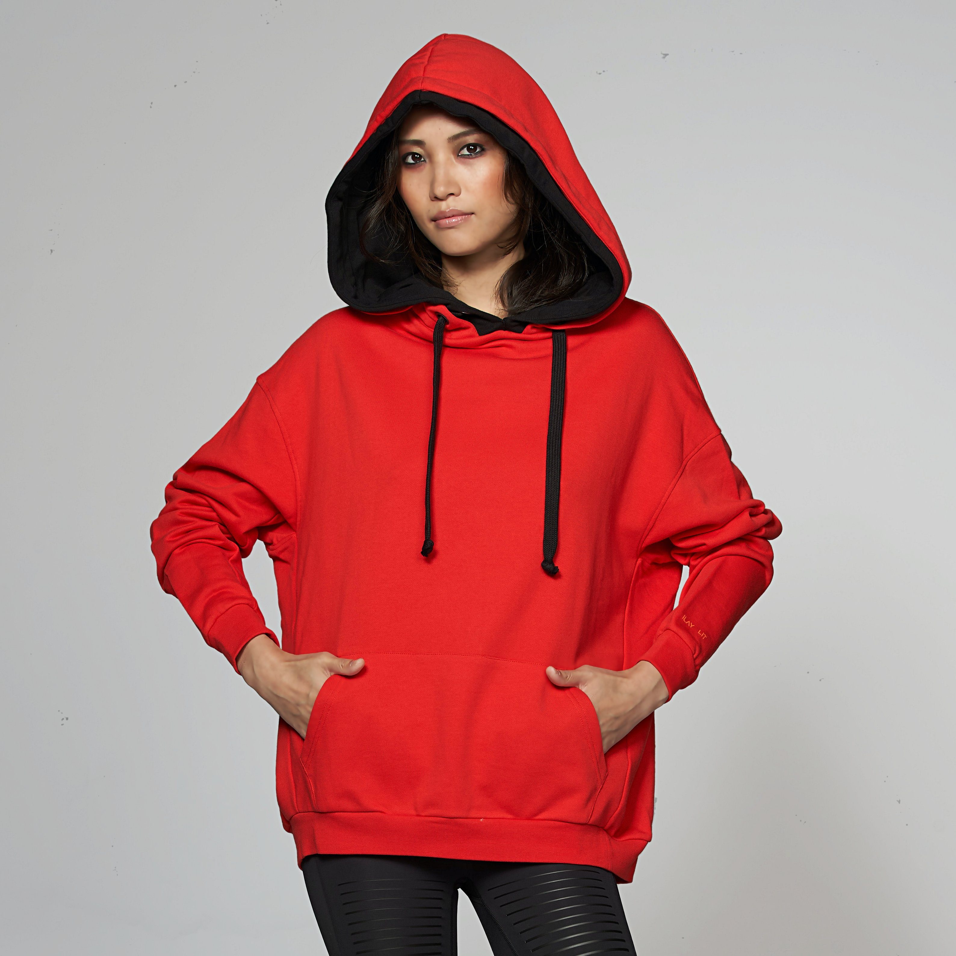 ILAY Lit Hoodie Val, Oversize Hoodie, Double Cap, Red Double Cap