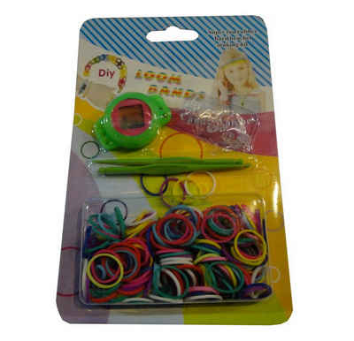 Livepac Office Gummibänder Loom Bänder Armbanduhr / 200 Gummibänder, 2 Haken, 4 Clips / Farbe: gr