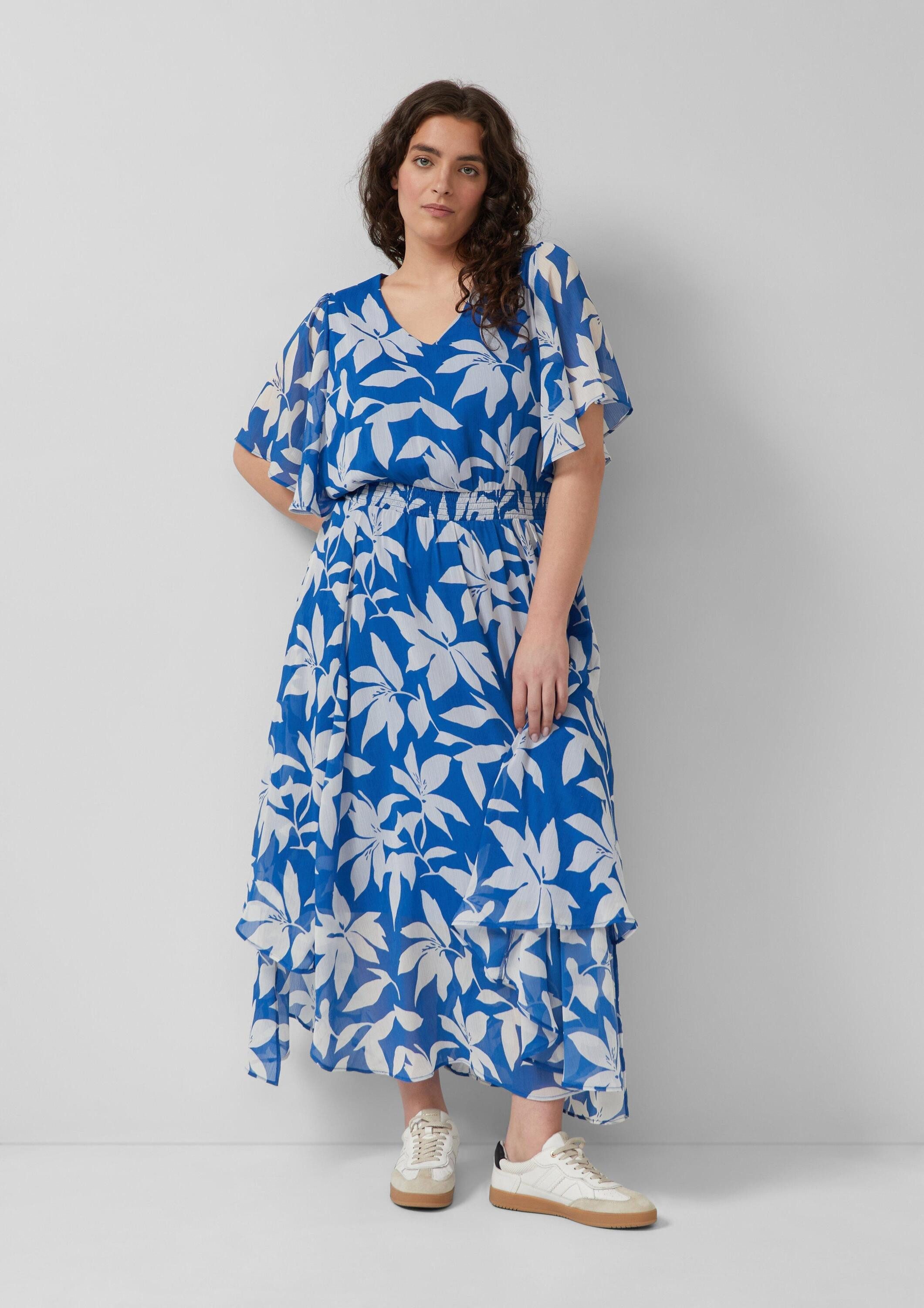 s.Oliver Maxikleid Kleid Maxikleid aus Chiffon mit gesmokter Taille