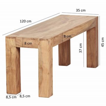 furnicato Sitzbank MUMBAI Massiv-Holz Akazie 120 x 45 x 35 cm