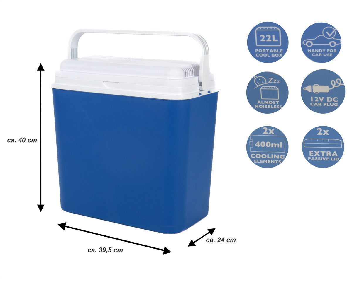 All Ride Aufbewahrungsbox 12V Auto Kühlbox (Inkl. 2 Kühlelemente je 400 ml), Volumen 22 Liter, inkl. 2 Kühlelemente