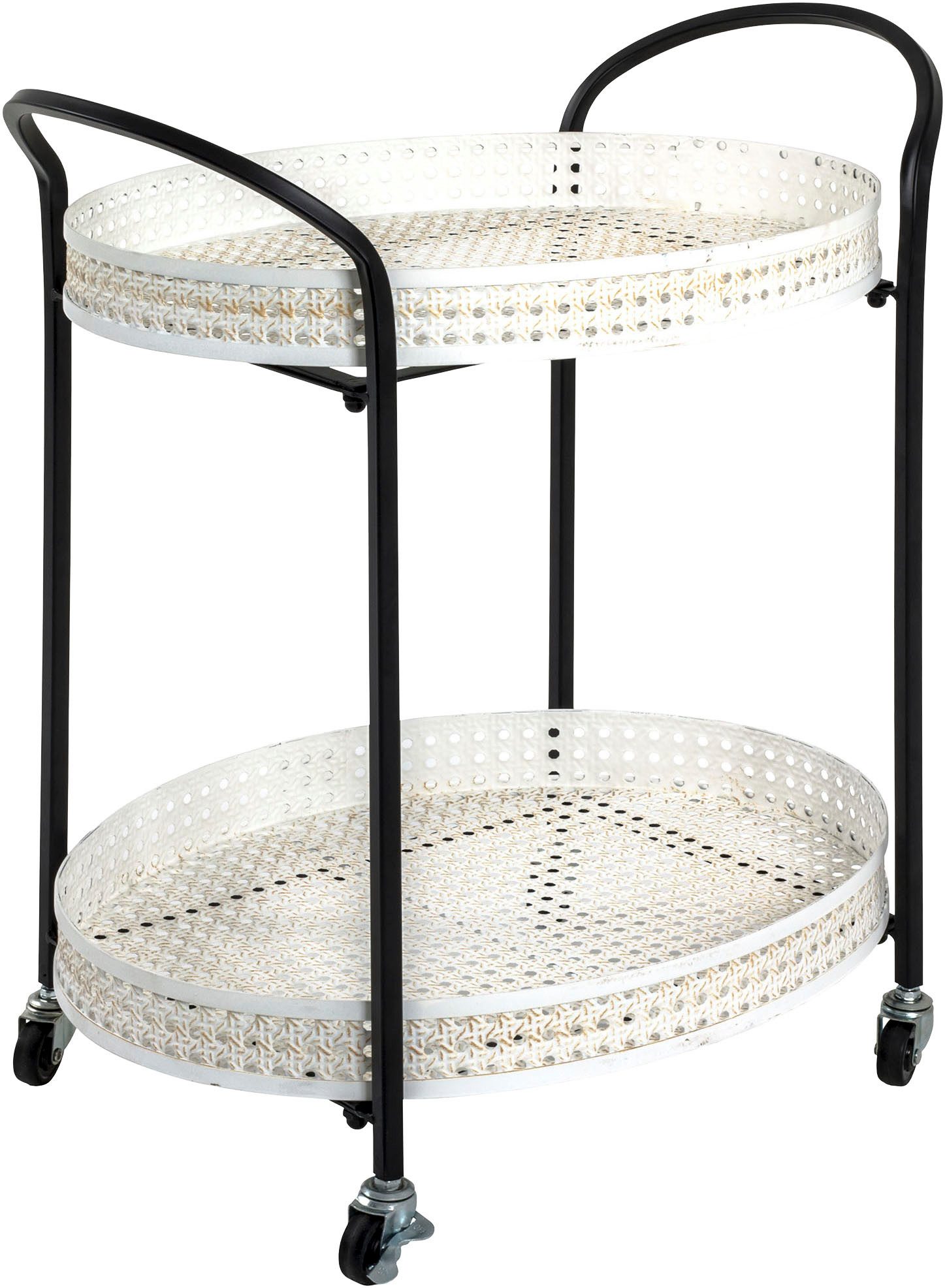 HAKU Servierwagen Dinett, Kaffeetisch, Küchenwagen, Serviertisch, Teewagen, Trolley, (1 St), oval - aus Metall Weiß B/T/H 60/40/70 cm