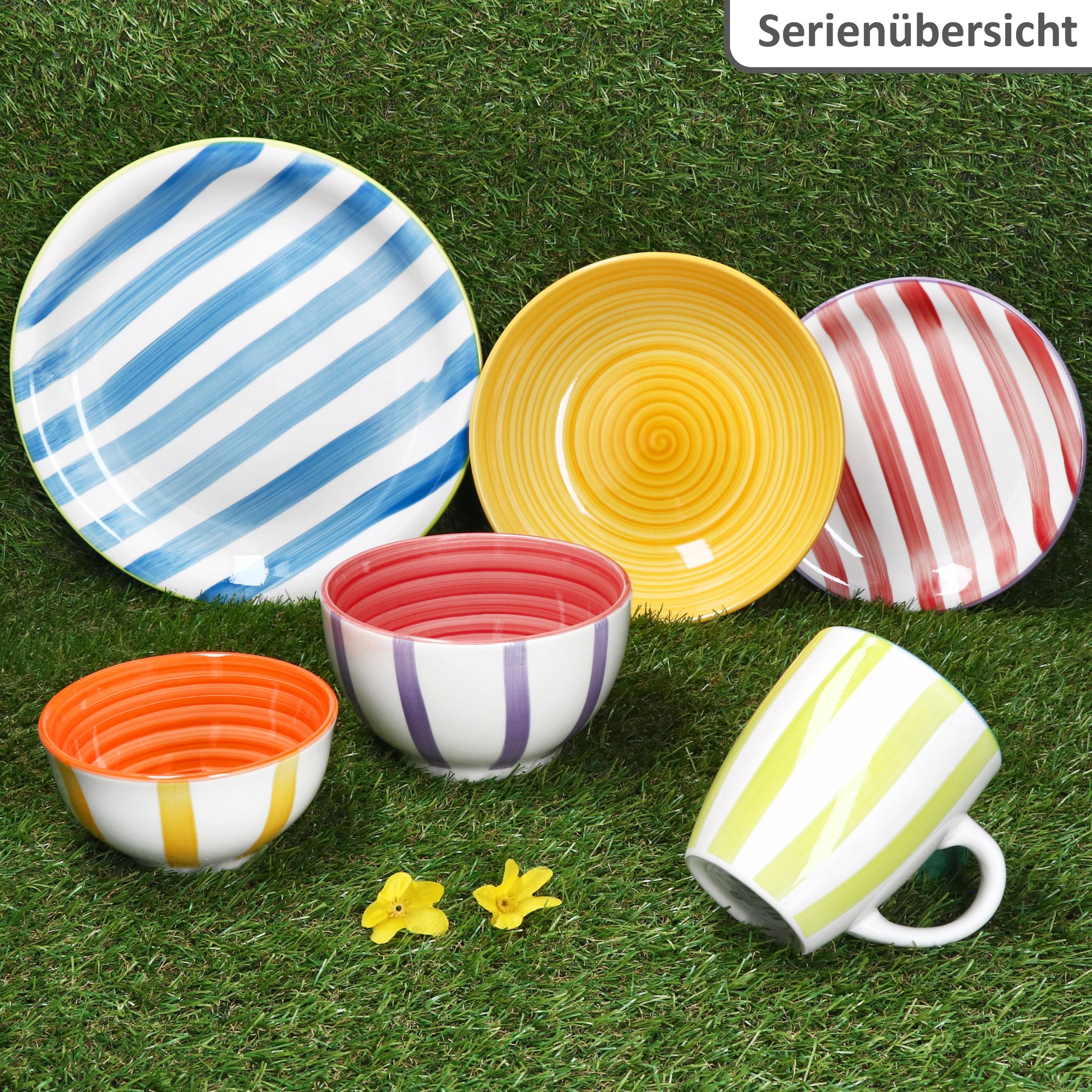 MamboCat Müslischale Summer Stripes 6er Set Müsli-Schale Ø14cm Dessert-Schüssel bunt, Steingut – Bild 5 von 5