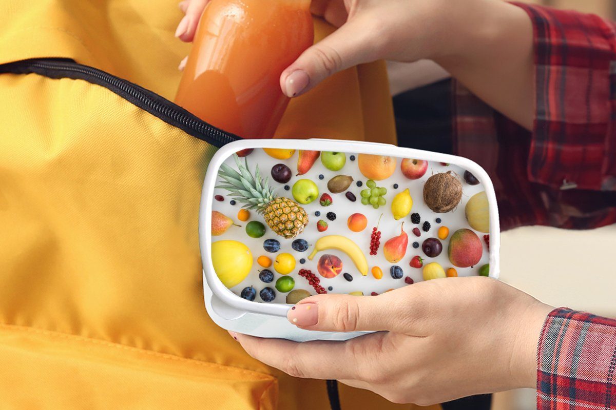 Kunststoff, weiß und Brotbox - Mädchen (2-tlg), Jungs - für für Kinder und Brotdose, Jahreszeiten, Regenbogen Obst Erwachsene, MuchoWow Lunchbox - Sommer