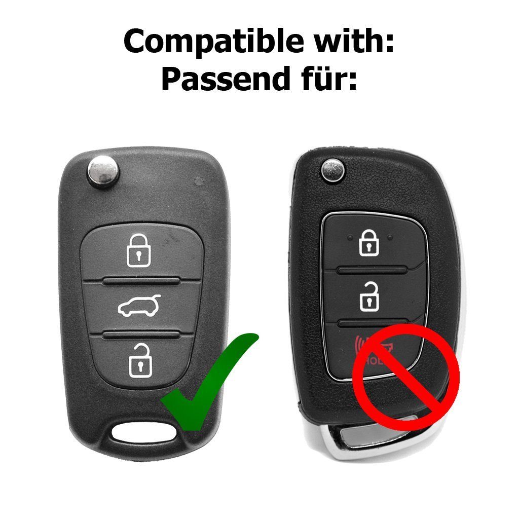 mt-key Auto Klapp Schlüssel Reparatur Gehäuse + Rohling + passende CR2032 Knopfzelle, CR2032 (3 V), für Hyundai i10 i20 i30 ix35 KIA Sportage Funk Fernbedienung