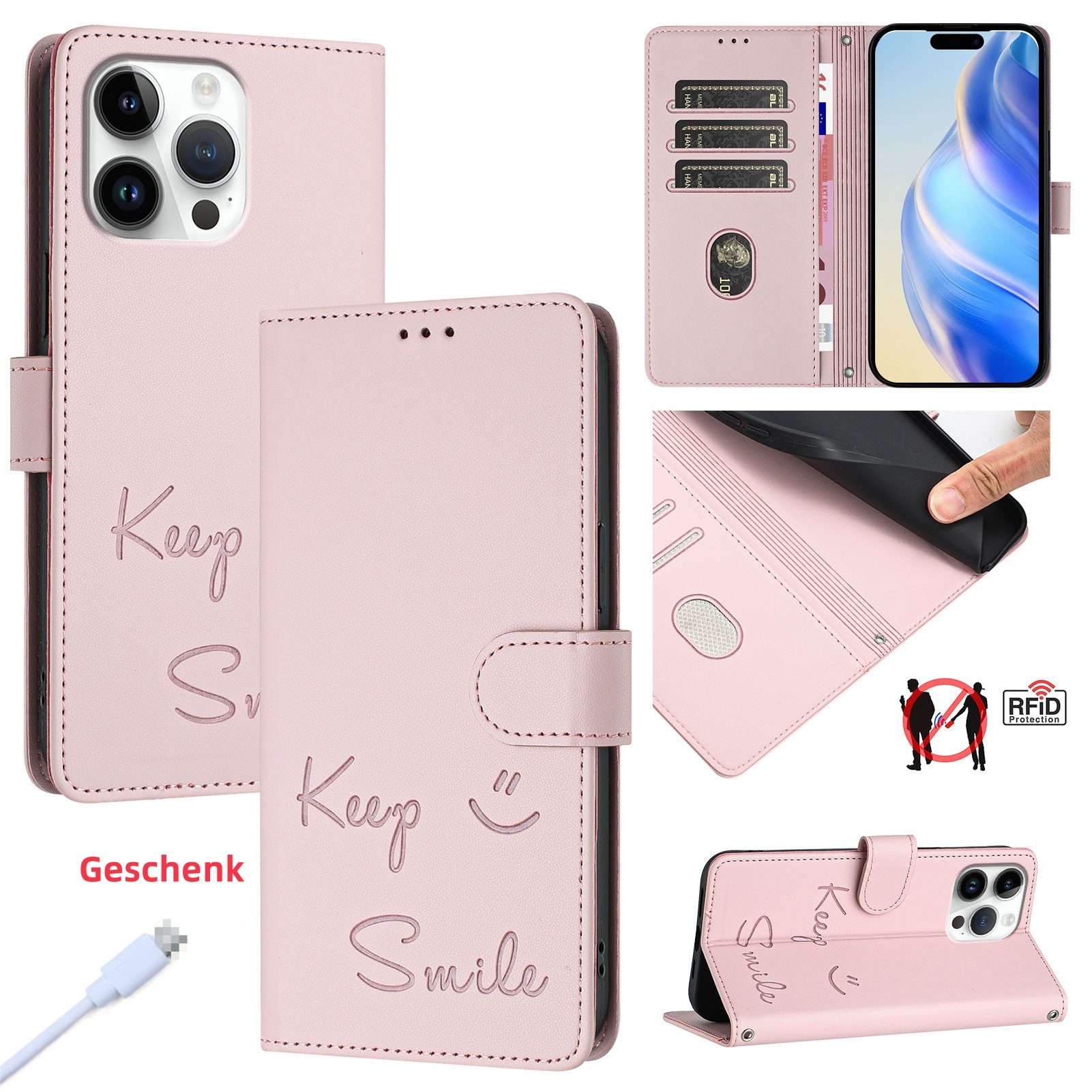 trends for living Handyhülle Leder Schutz Hülle Case für iPhone X XS 12 13 14 15 16 Pro Max Plus