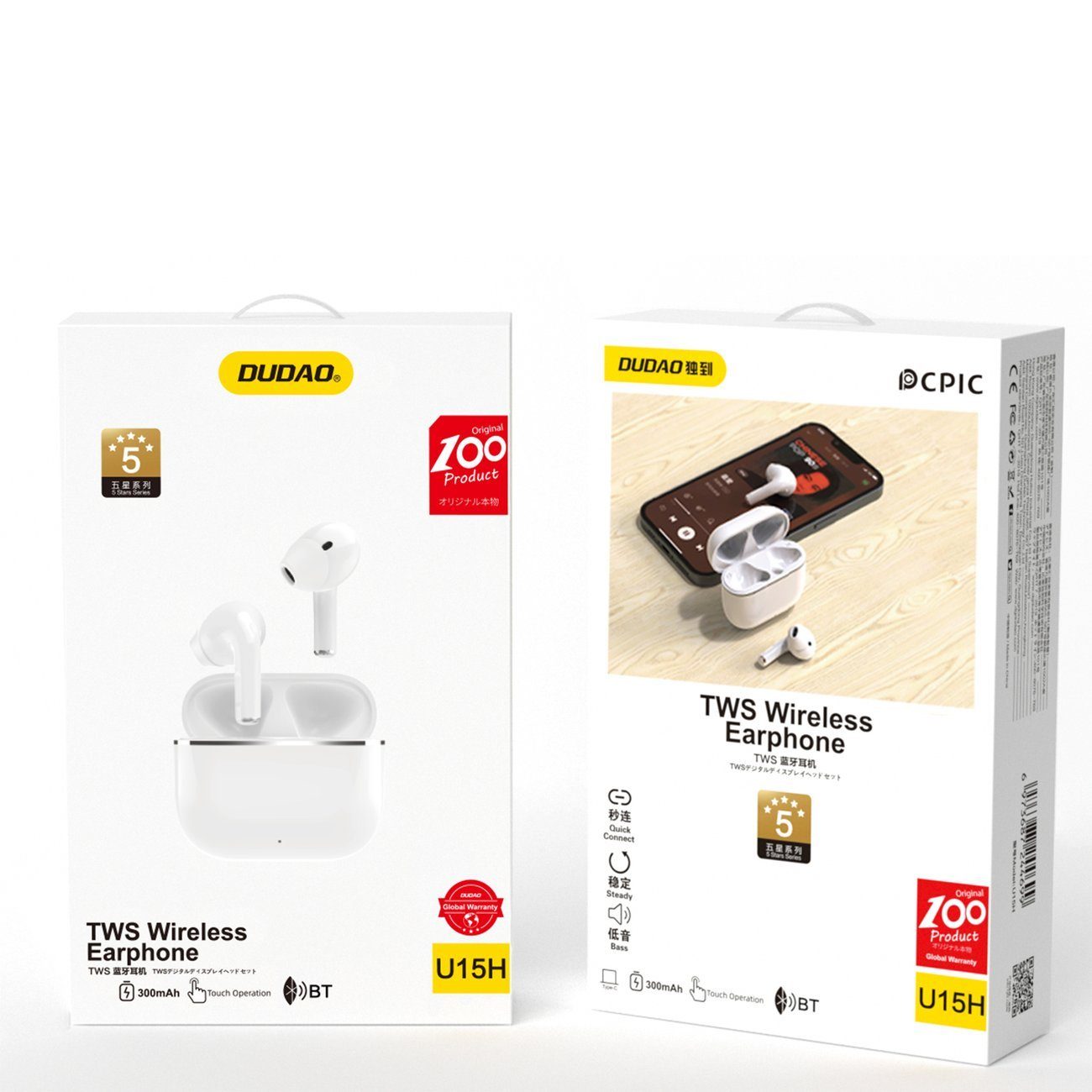 TWS U15H Weiß kabelloser Bluetooth wireless In-Ear-Kopfhörer Kopfhörer, Dudao In-Ear-Kopfhörer 5.1