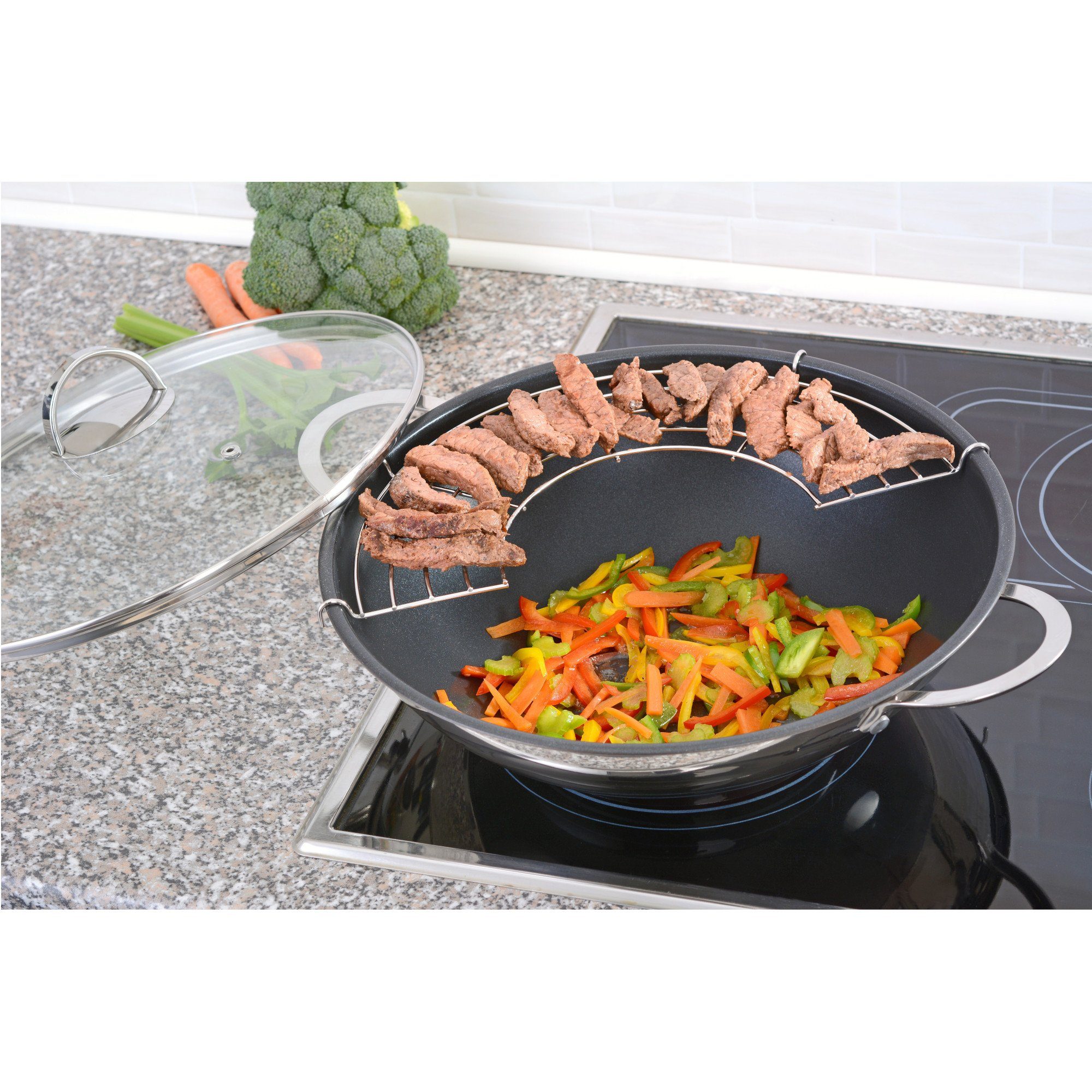 GRÄWE Wok GRÄWE Wok-Set 32 cm mit Beschichtung, Serie Pro-Line