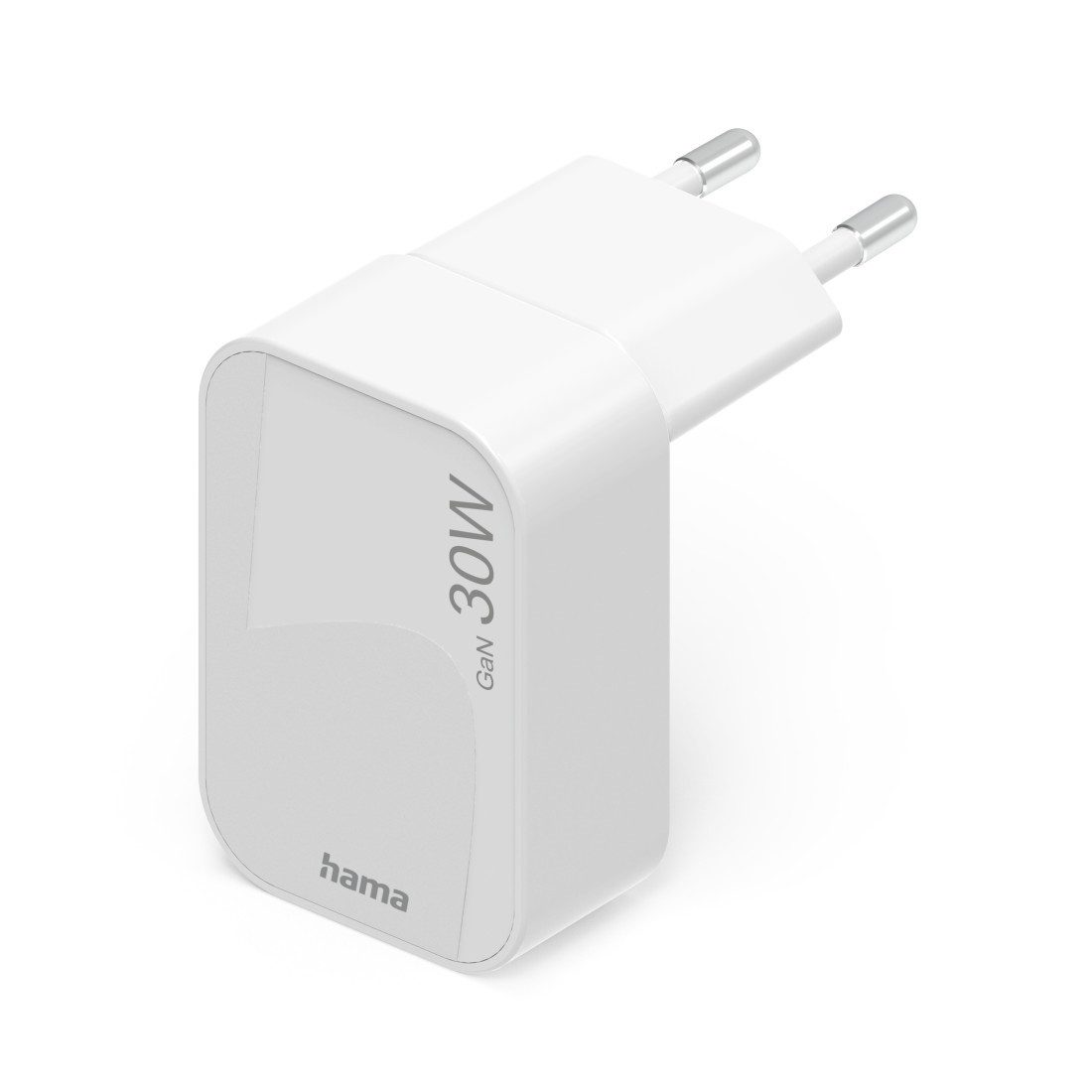 Hama faltbares Mini-Schnellladegerät, 30 Watt, GaN, USB-C, weiß Schnelllade-Gerät (1xUSB-C, Power Delivery, Fast Charge, GaN-Technologie, Eurostecker)