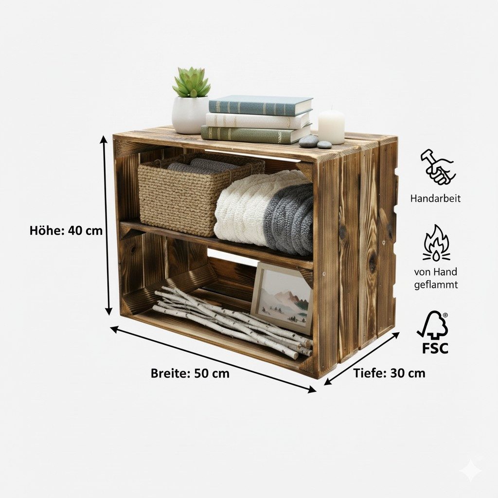 Teramico Holzkiste Obstkisten Regal 4er Set 50 x 40 x 30cm, Aufbewahrungsbo günstig online kaufen