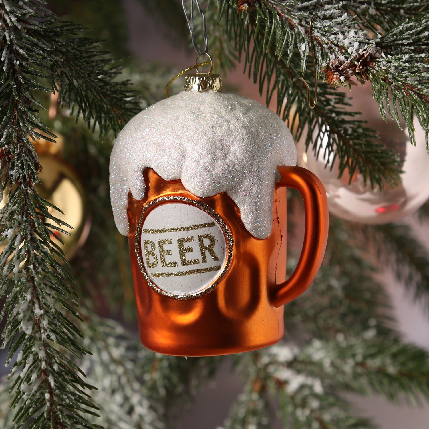 MARELIDA Christbaumschmuck Weihnachtsbaumschmuck BIERGLAS bruchfest H: günstig online kaufen