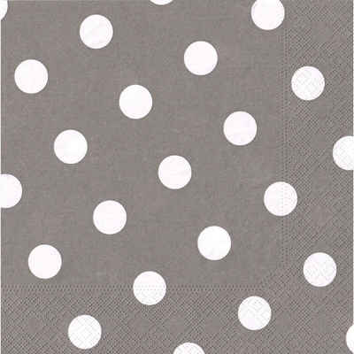 PAPSTAR Papierserviette 20 Servietten, 3-lagig 1/4-Falz 40 cm x 40 cm grau "Dots", (20 St), 3-lagig, 40 cm x 40 cm