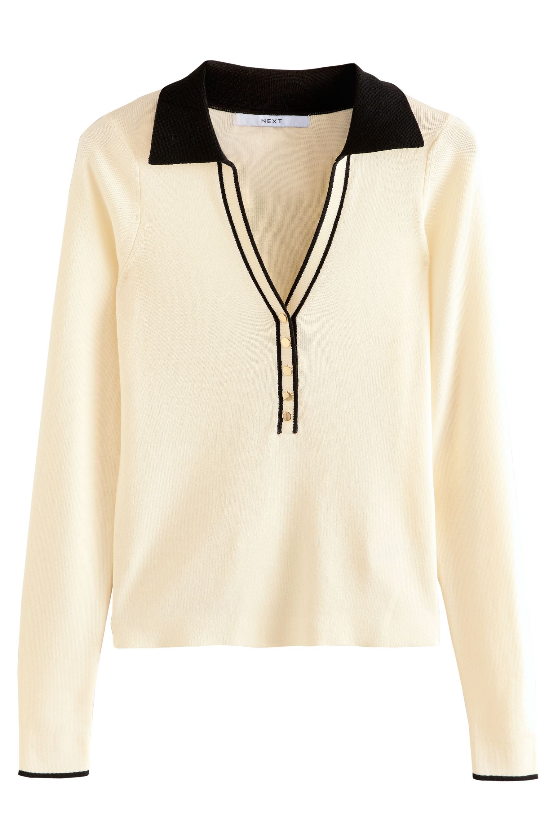 Next Polokragenpullover Weicher Polo-Strickpullover mit V-Ausschnitt günstig online kaufen