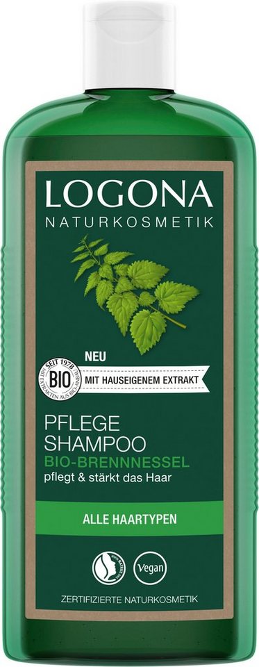 LOGONA Haarshampoo Logona Pflege Shampoo Bio-Brennnessel, Milde Reinigung  für die ganze Familie und alle Haartypen