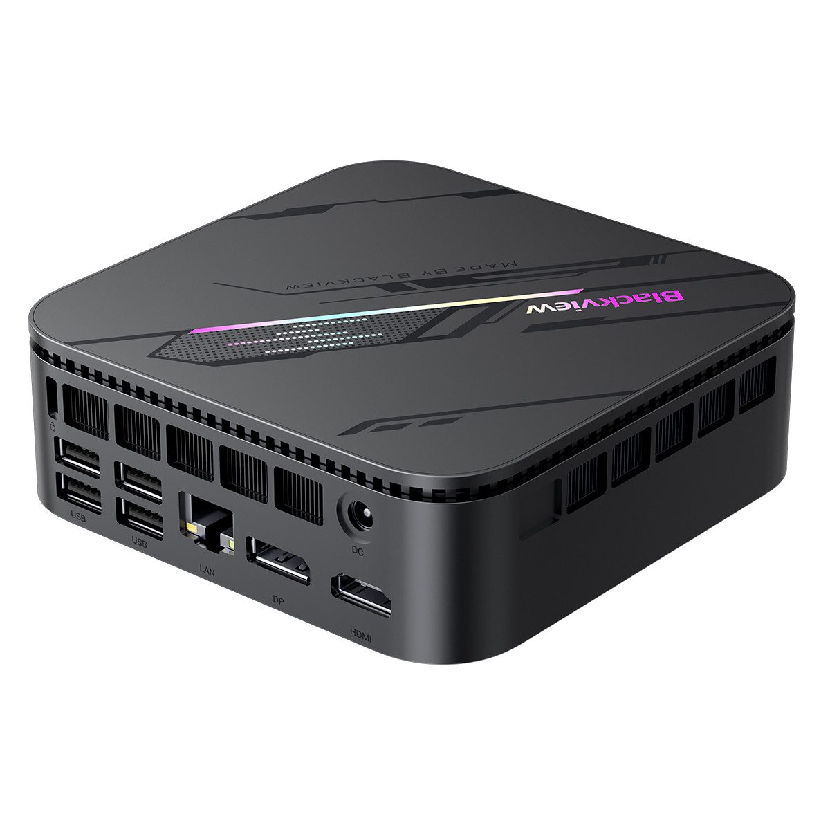 blackview MP100 Pro, 2026 AMD Ryzen 5 7430U, 16GB+512GB Win 11 Pro 4K 144Hz Mini-PC (AMD AMD Ryzen 5 7430U, AMD Ryzen 5 7430U, 16 GB RAM, 512 GB SSD, Win 11 Pro Kompakter Desktop-PC, RGB-Beleuchtung, WiFi 6)