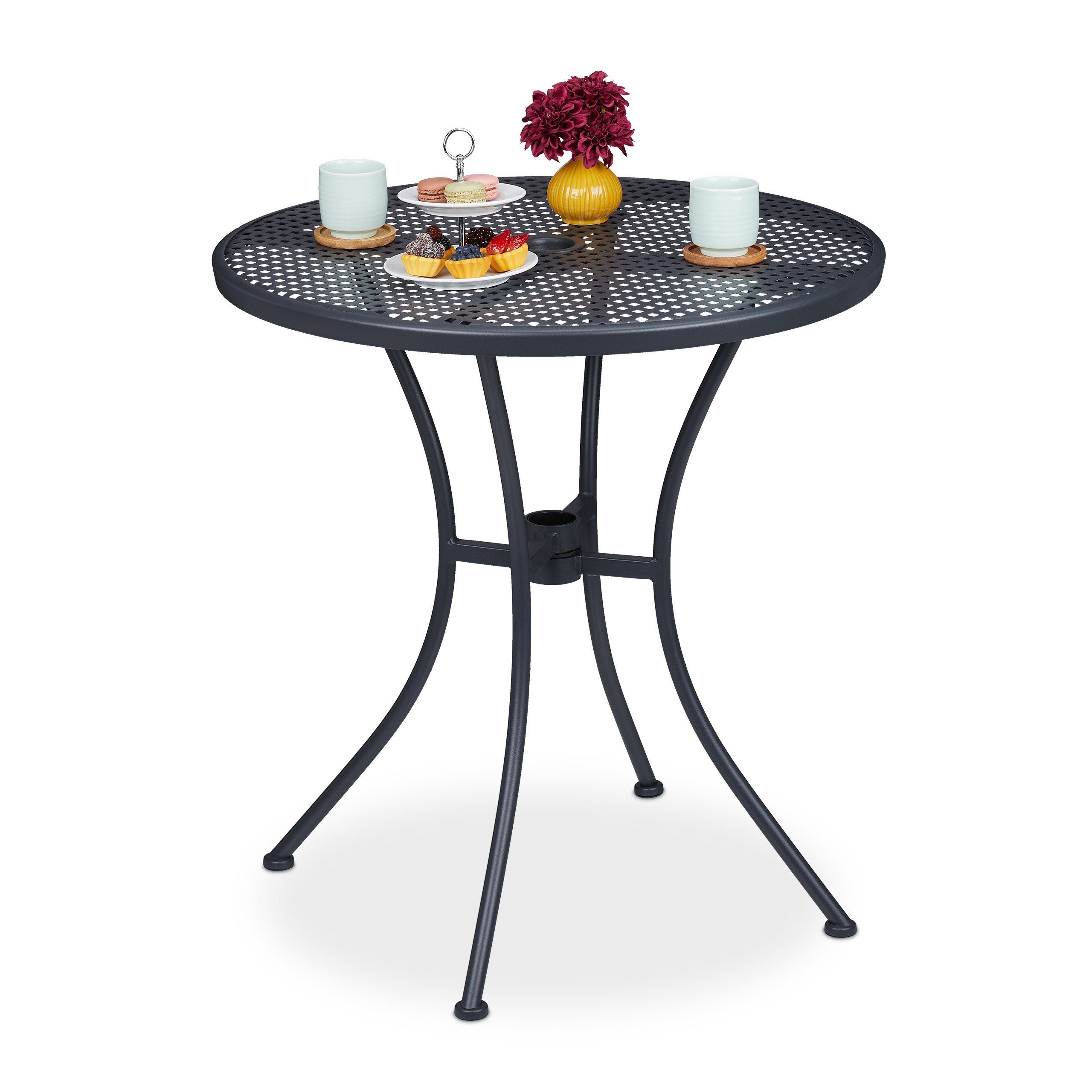 relaxdays Gartentisch mit Schirmloch günstig online kaufen
