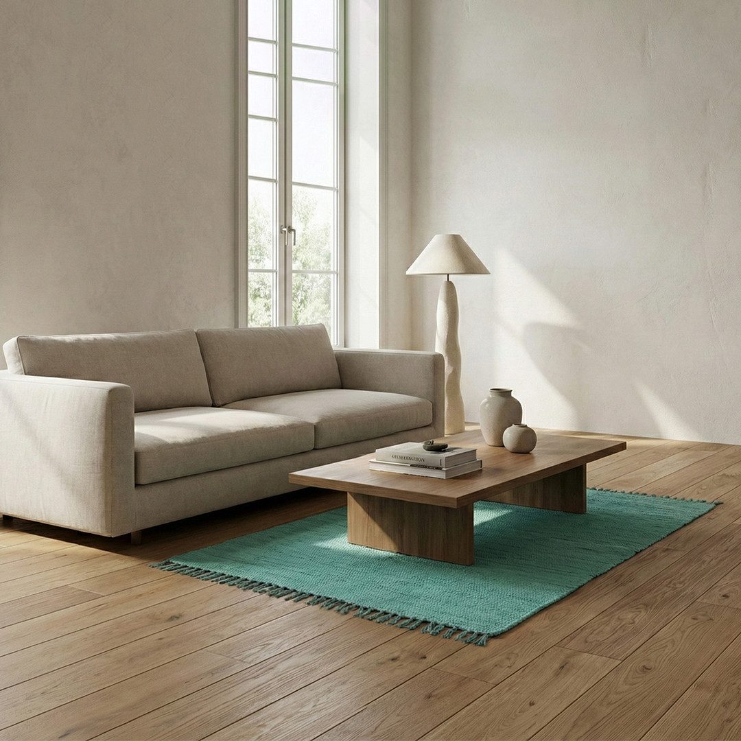 Elegant Floors Teppich Chindi Türkis, rechteckig, Höhe: 9 mm, handgewebt, Rechteckig, Höhe: 9 mm, Weiche Haptik, pflegeleicht und für Fußbodenheizung geeignet – Bild 3 von 3