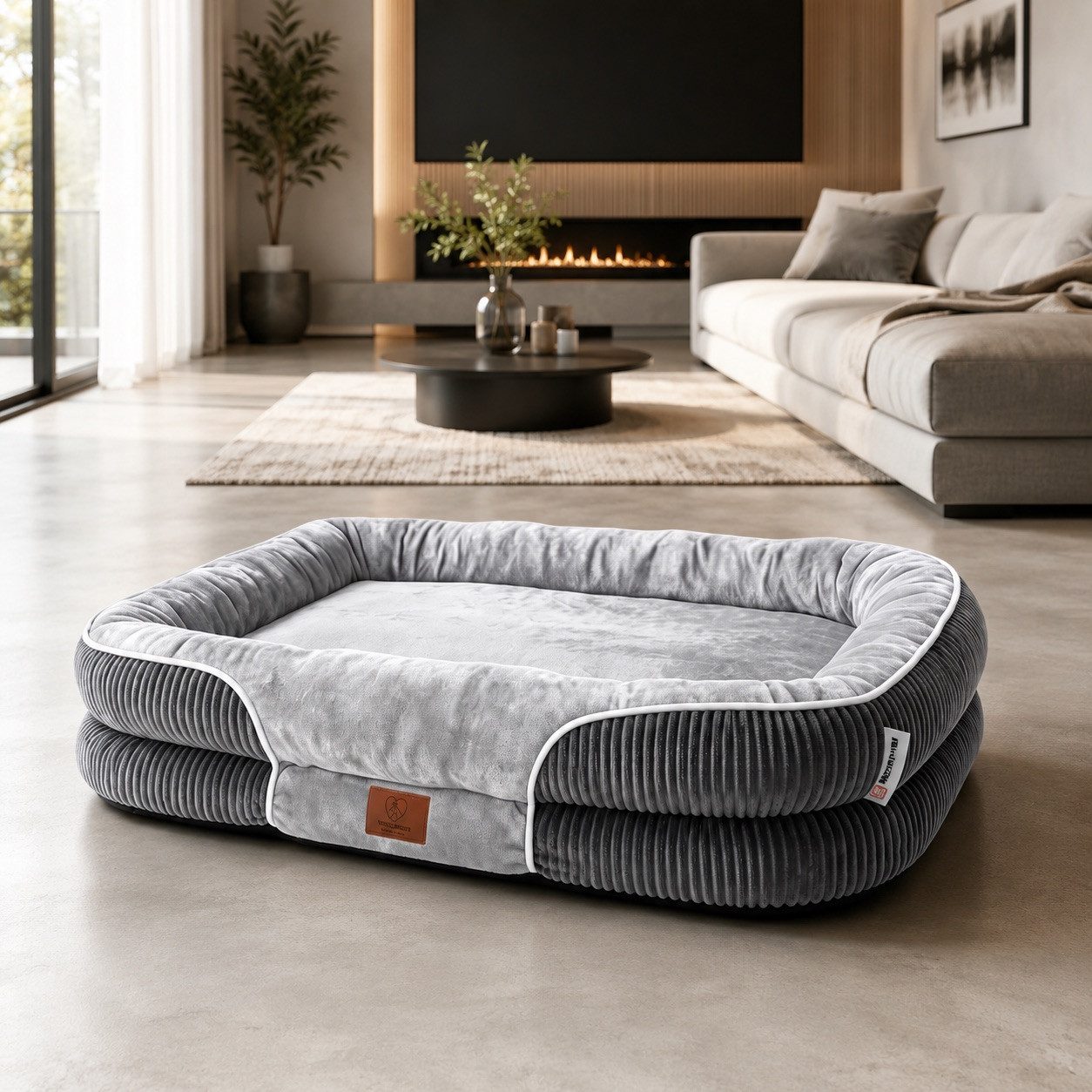 Warenhammer Hundebett Orthopädisches Premium Hundebett, flauschig weich, Abnehmbar,Waschbar, Flockenfüllung für eine stützende Umrandung, verschiedene Größen