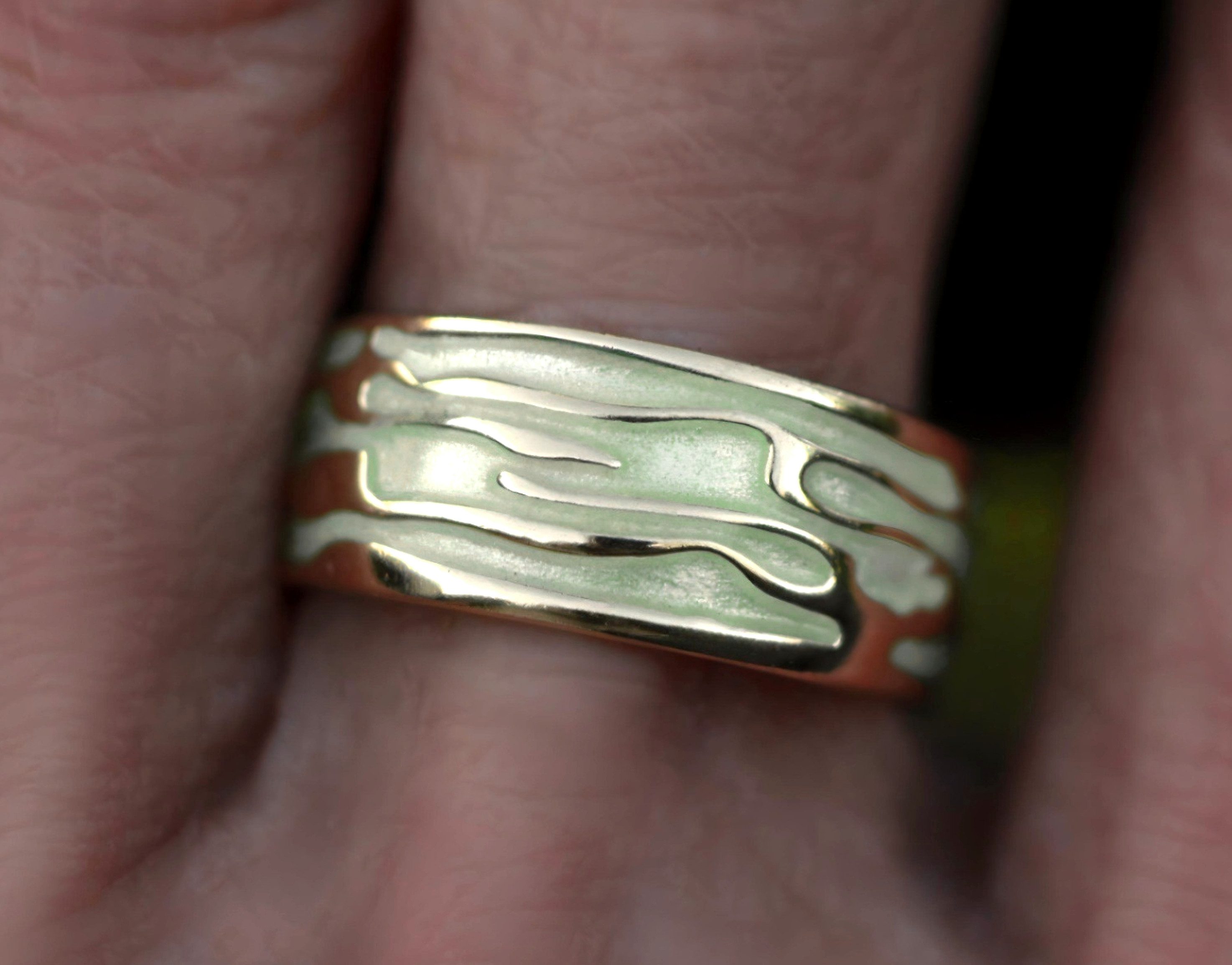 Villa Sorgenfrei Schmuckmanufaktur Silberring Meeres Ring hellgrün gold. Ve günstig online kaufen