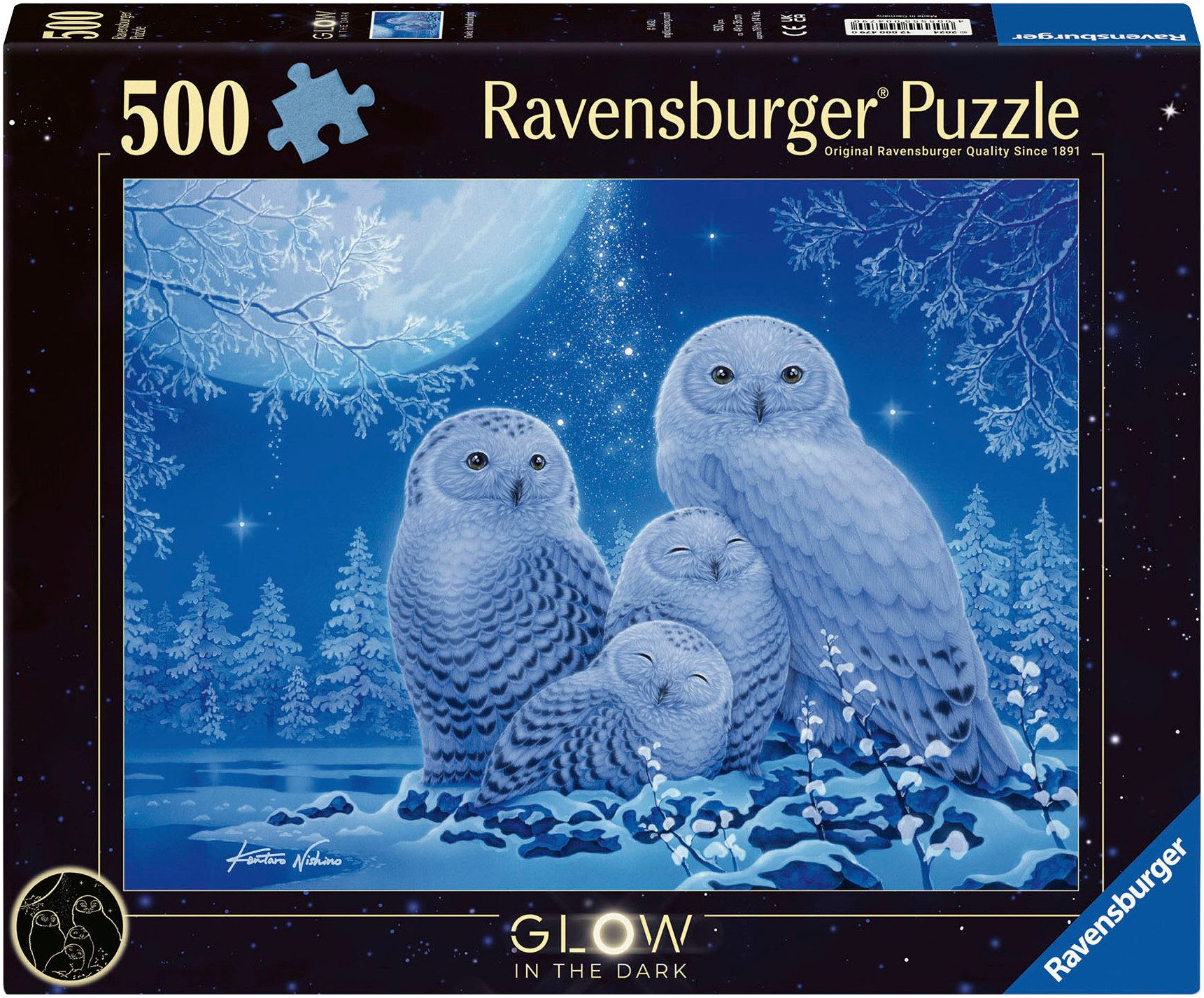 Ravensburger Puzzle Glow in the Dark, Eulen im Mondschein, 500 Puzzleteile, günstig online kaufen