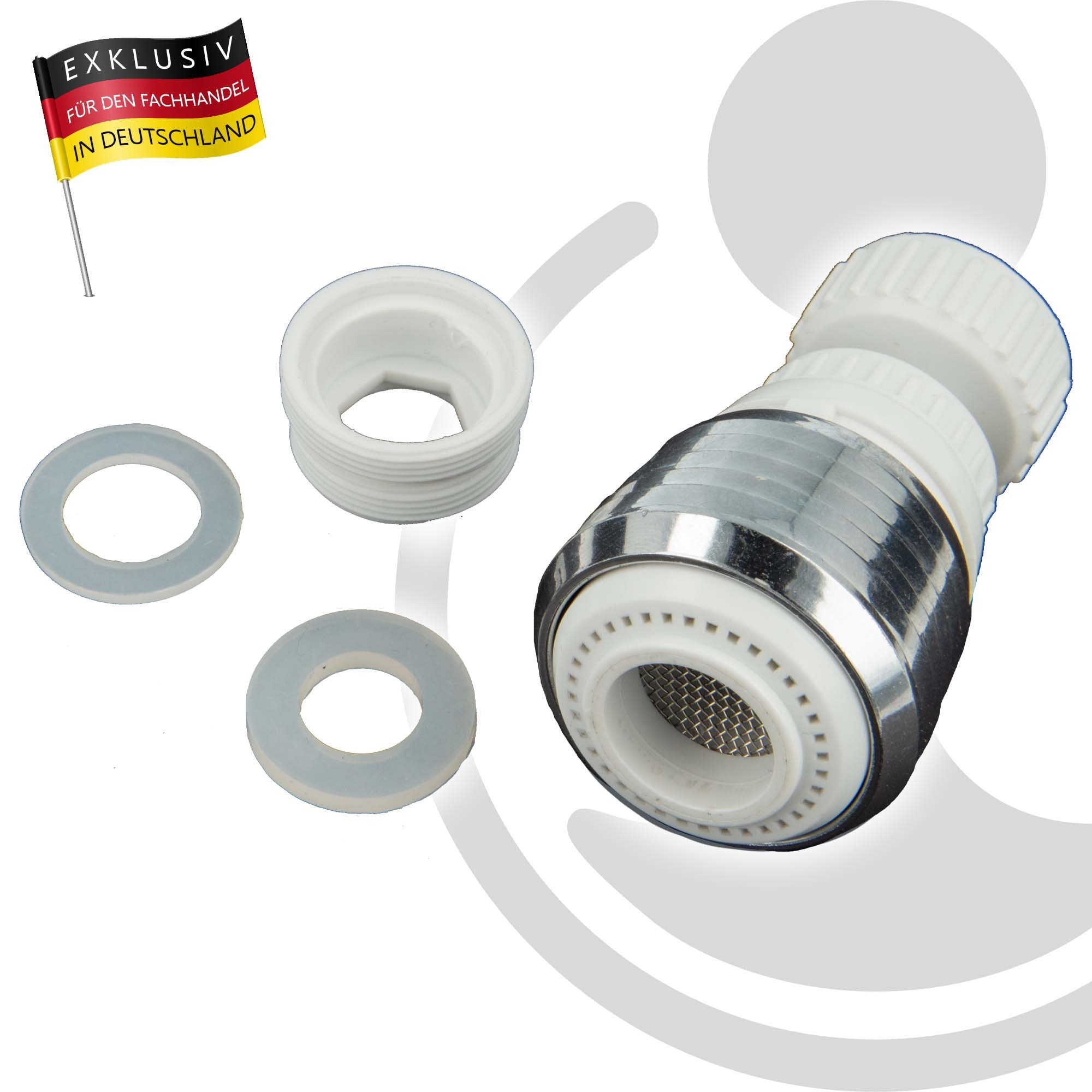 EUROTOOLS Badarmatur Schwenkbarer Kugel - Strahlregler mit 2 Strahlfunktion für Armatur