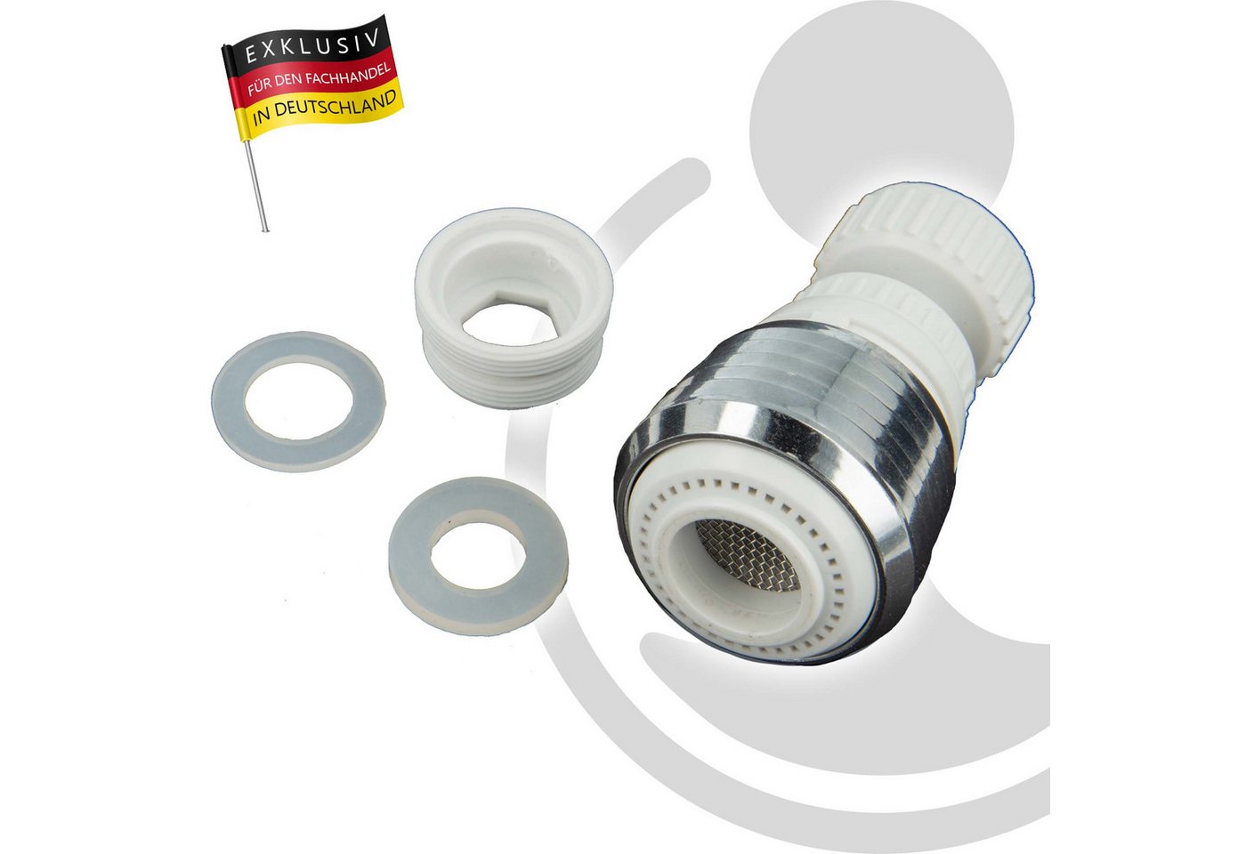 Thumbnail - EUROTOOLS Badarmatur Schwenkbarer Kugel - Strahlregler mit 2 Strahlfunktion für Armatur