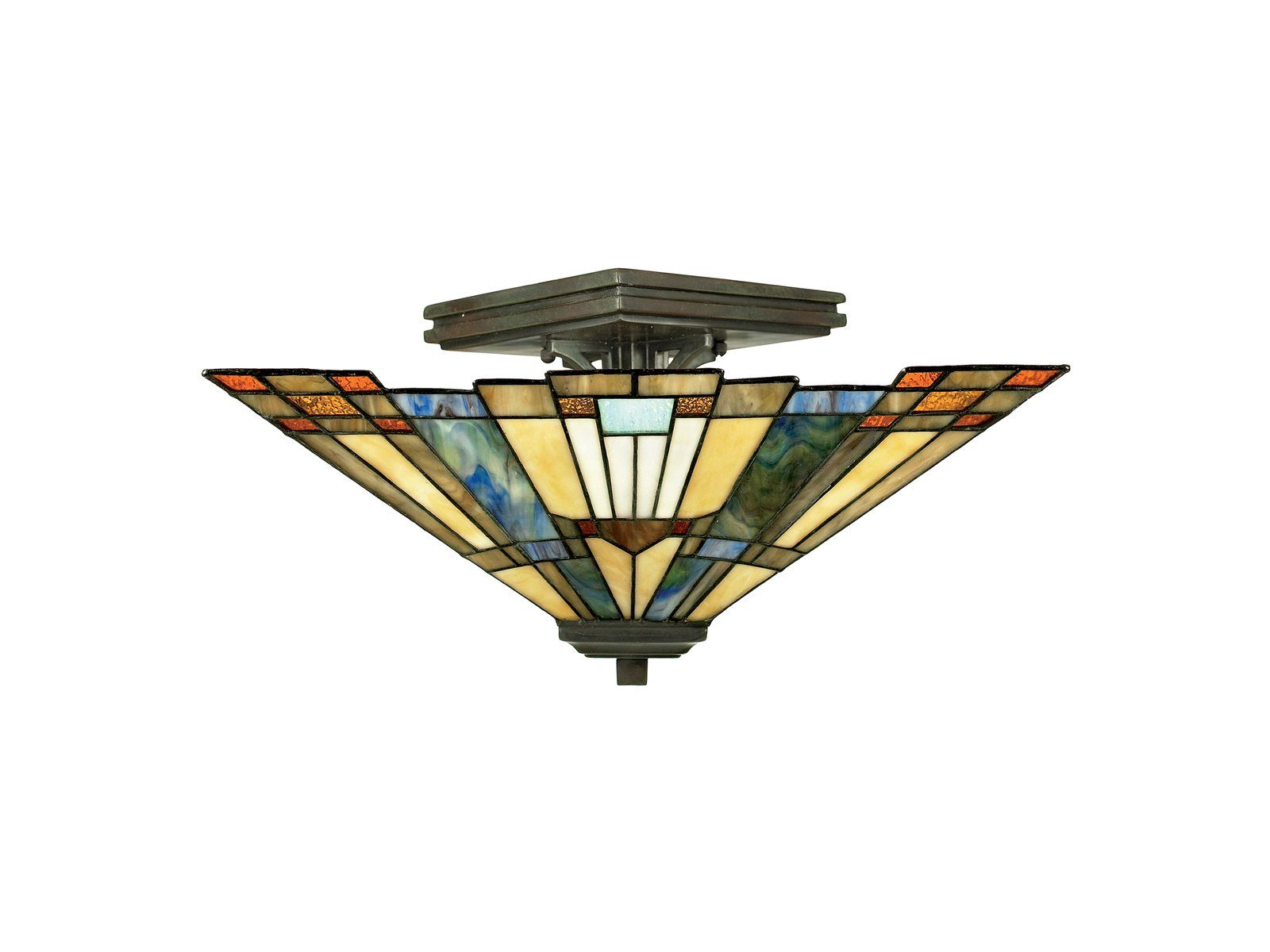 QUOIZEL LED Deckenleuchte, LED wechselbar, warmweiß, ausgefallene Tiffany Lampe Designer-lampe für über-n Esstisch, Ø36cm