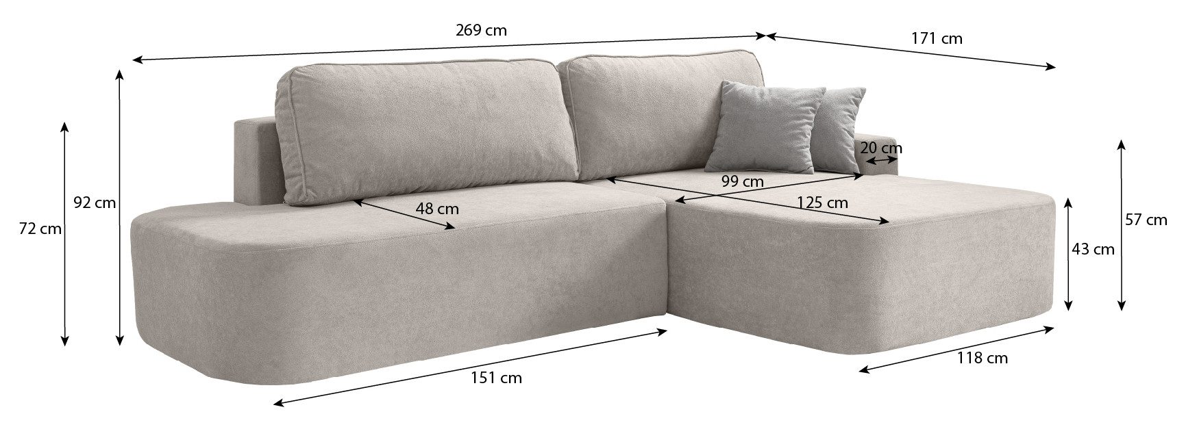 Beautysofa Ecksofa GAVI, mit Schlaffunktion, mit Bettkasten, viele Farbvarianten