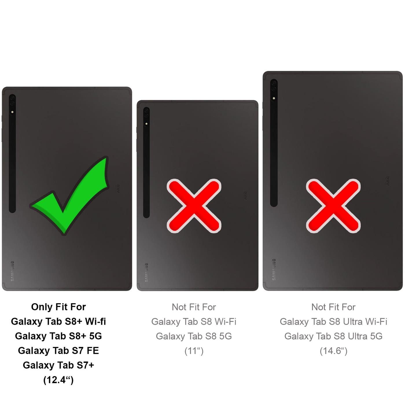 CoolGadget Tablet-Hülle Book Case Tablet Tasche für Samsung Galaxy Tab S8+ 31,5 cm (12,4 Zoll), Hülle Klapphülle Cover für Galaxy Tab S8 Plus WiFi LTE Schutzhülle