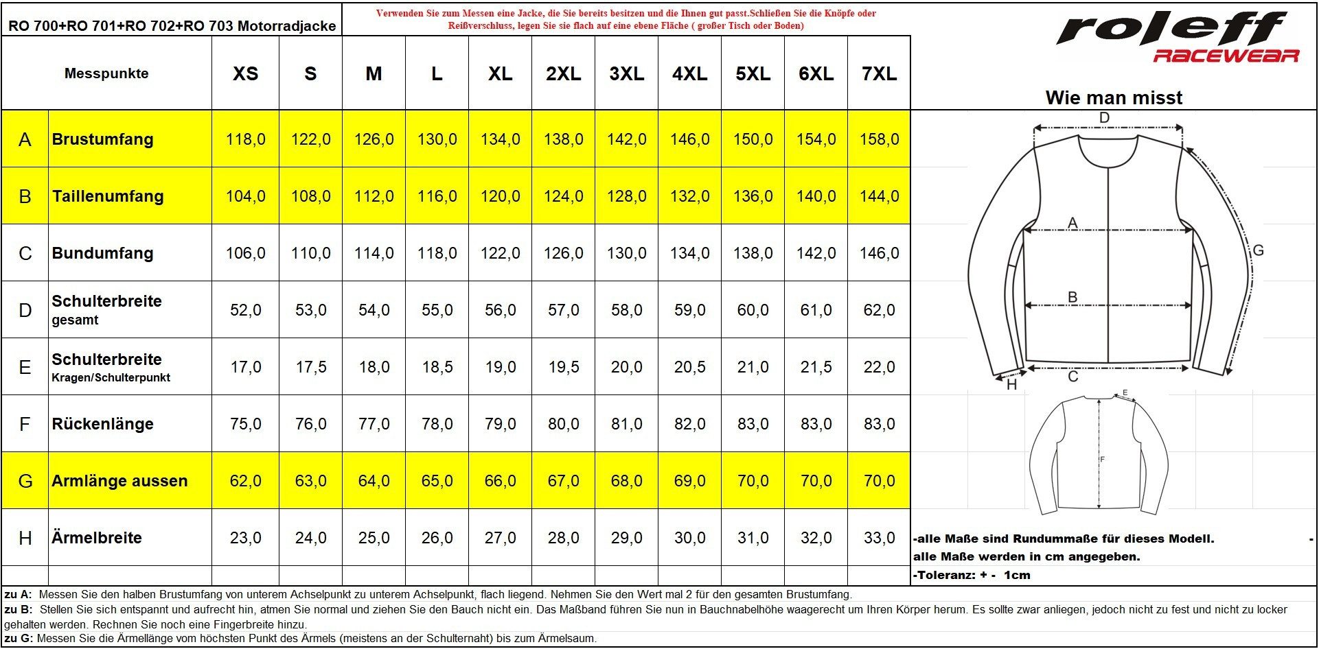 roleff Motorradjacke RO700 – Wetterfeste Textiljacke mit Protektoren, Schwarz, atmungsaktiv auch in großen Größen, in verschiedenen Farben erhältlich