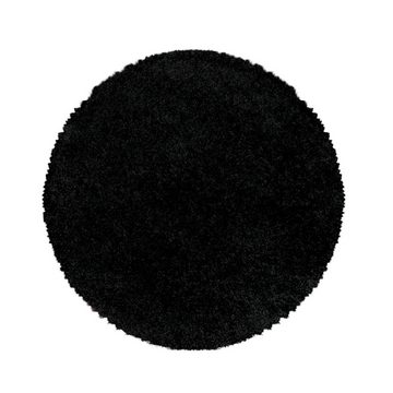Teppich Unicolor - Einfarbig, Teppium, Rechteckig, Höhe: 30 mm, Teppich Wohnzimmer Shaggy Einfarbig Schwarz Modern Flauschig Weiche