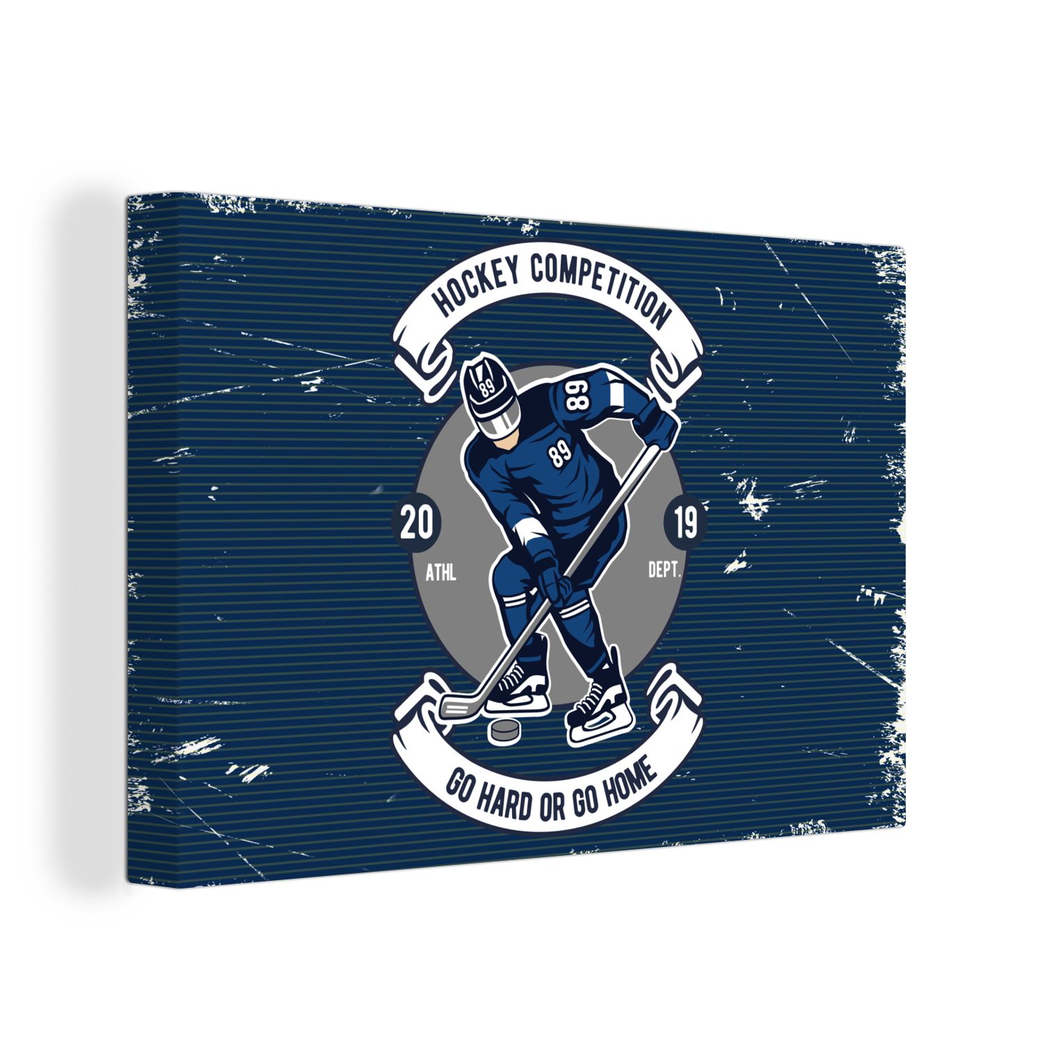 OneMillionCanvasses® Leinwandbild Eishockey - Retro - Zitat, (1 St), Wandbild Leinwandbilder, Aufhängefertig, Wanddeko, 30x20 cm
