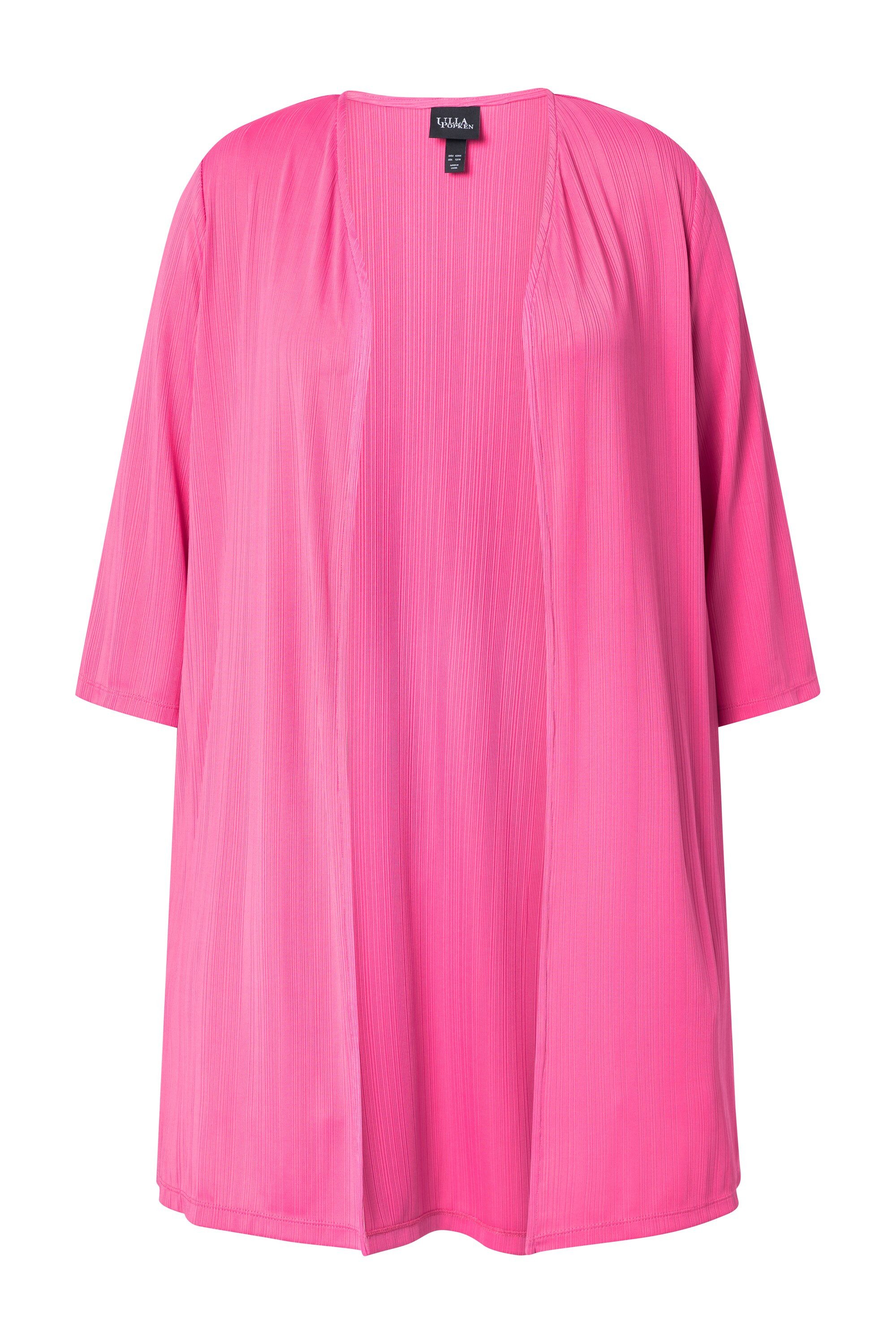 Ulla Popken Shirtjacke Longjacke Rippjersey offene Form V-Ausschnitt