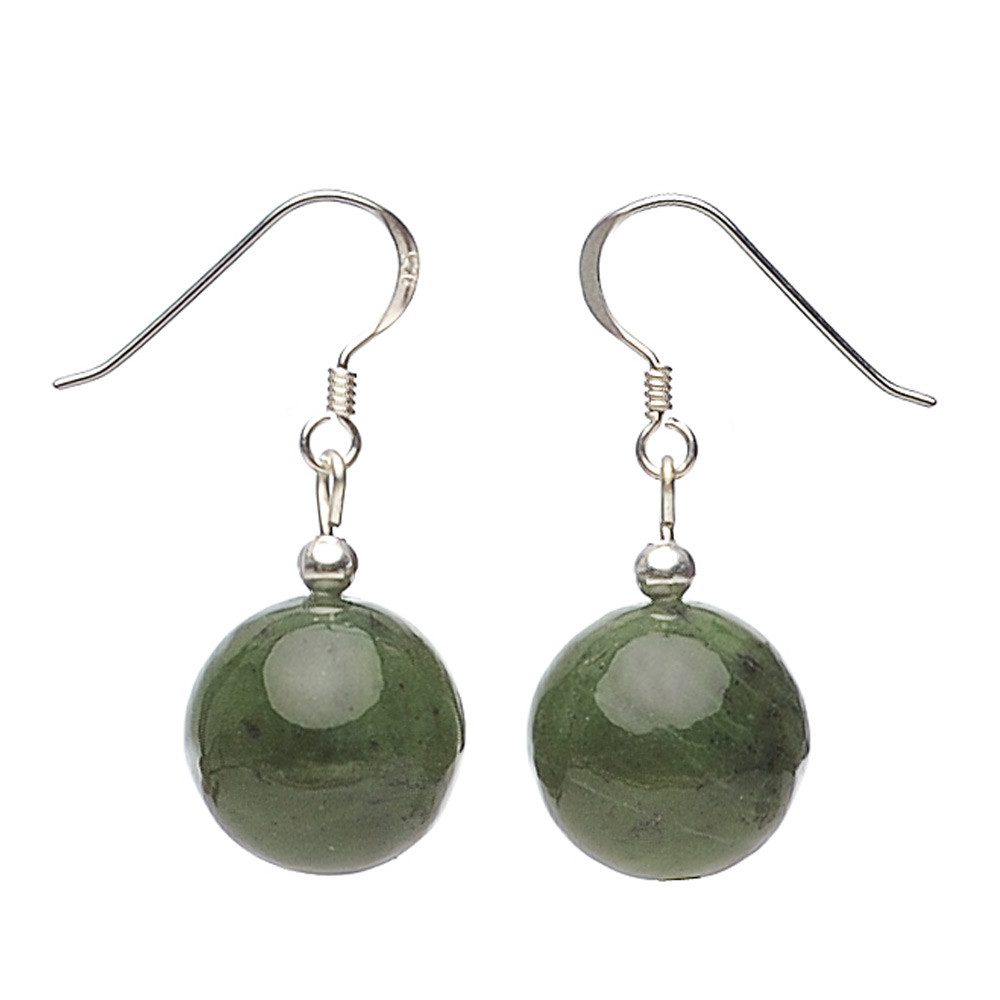 Schmuck Krone Paar Ohrhänger Ohrhänger aus Jade & 925 Silber, Silber 925