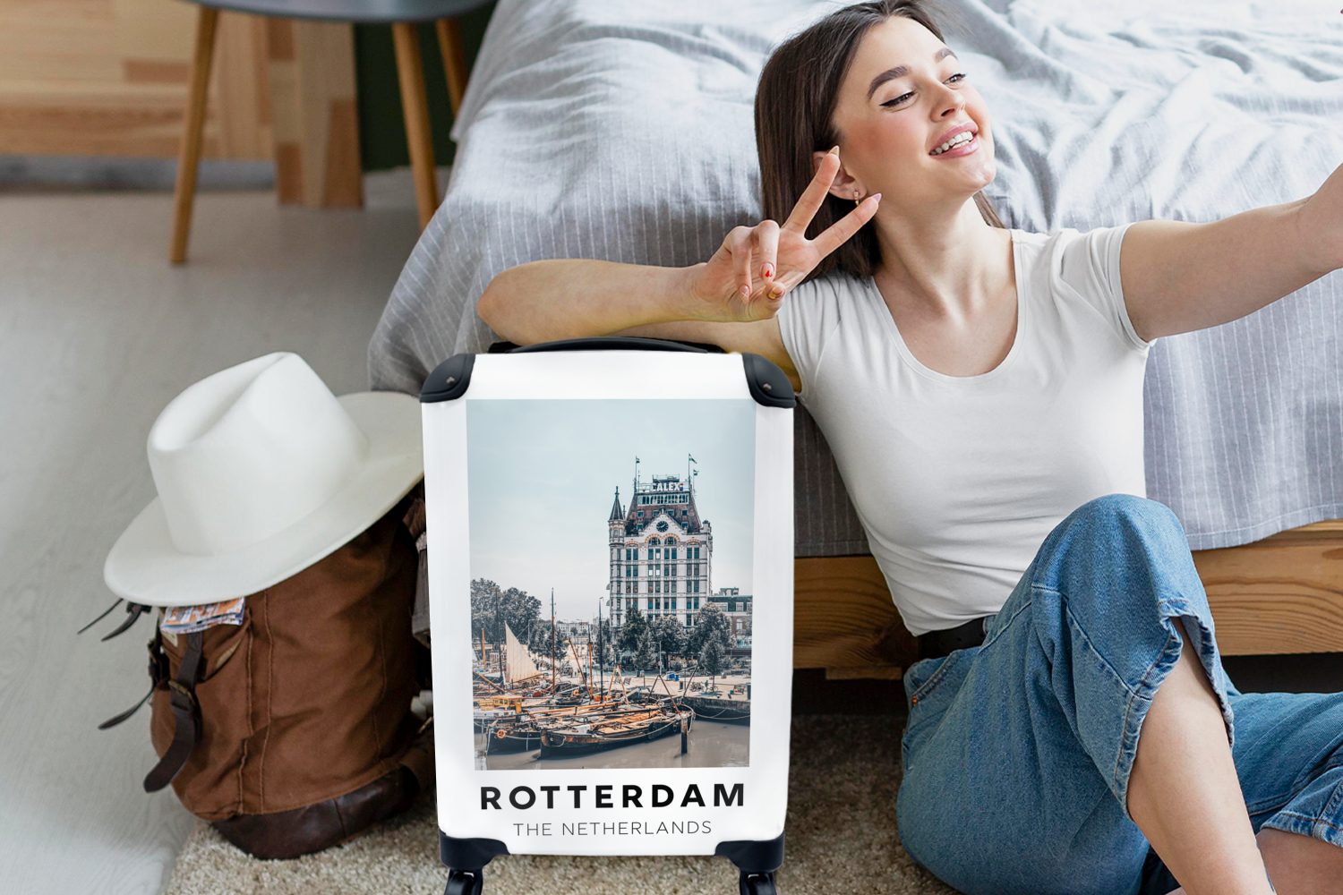 MuchoWow Handgepäckkoffer Rotterdam Boot, rollen, mit Niederlande Trolley, Reisekoffer 4 - - Ferien, Reisetasche Rollen, für Handgepäck