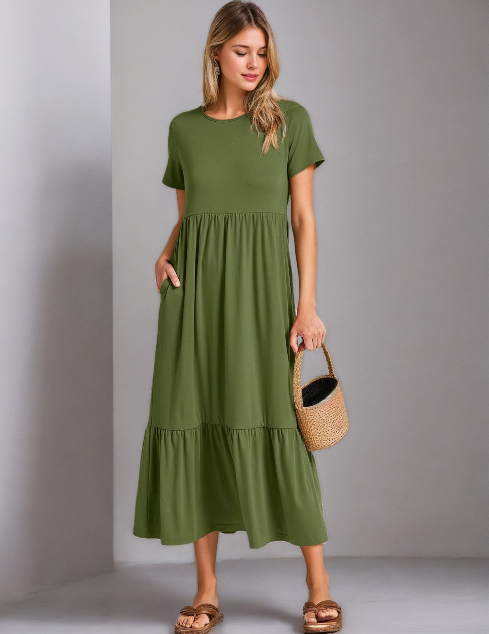 LUCKZON Sommerkleid Damen Sommerkleider Casual Kurzarm, günstig online kaufen