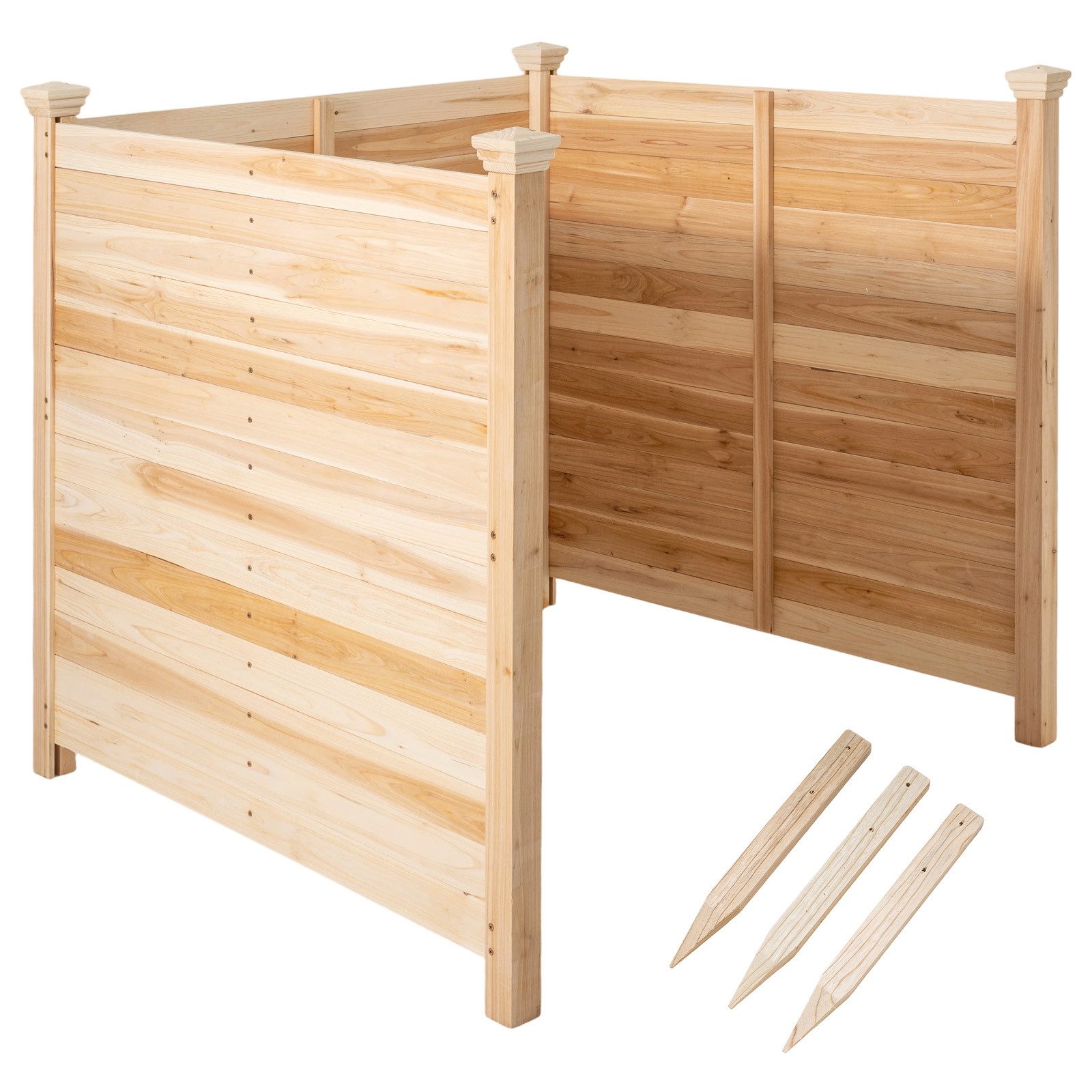 COSTWAY Gartenzaun, (3-St), Sichtschutzzaun aus Zedernholz, Steckzaun