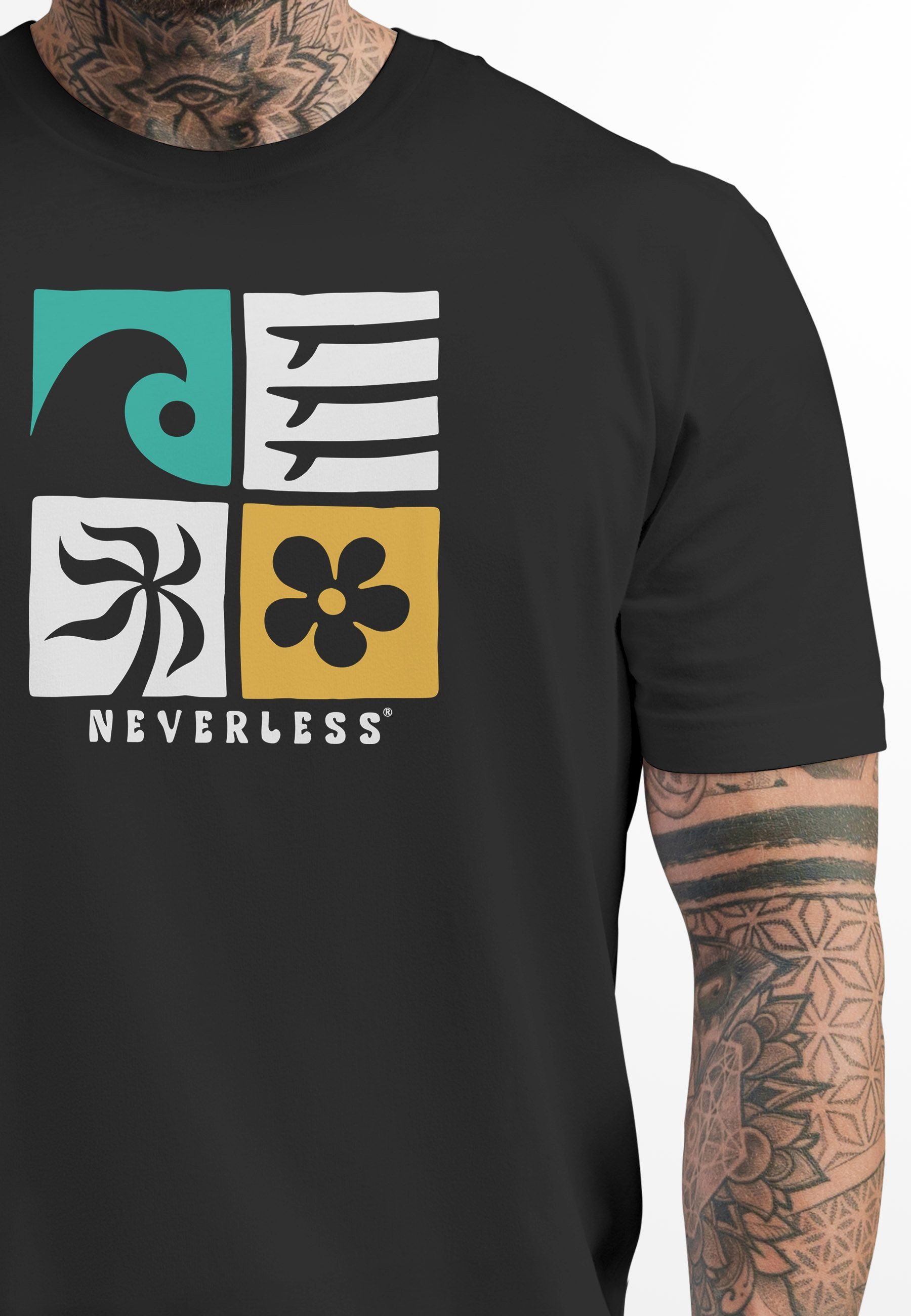 Neverless Print-Shirt Herren T-Shirt Surfing Icons günstig online kaufen