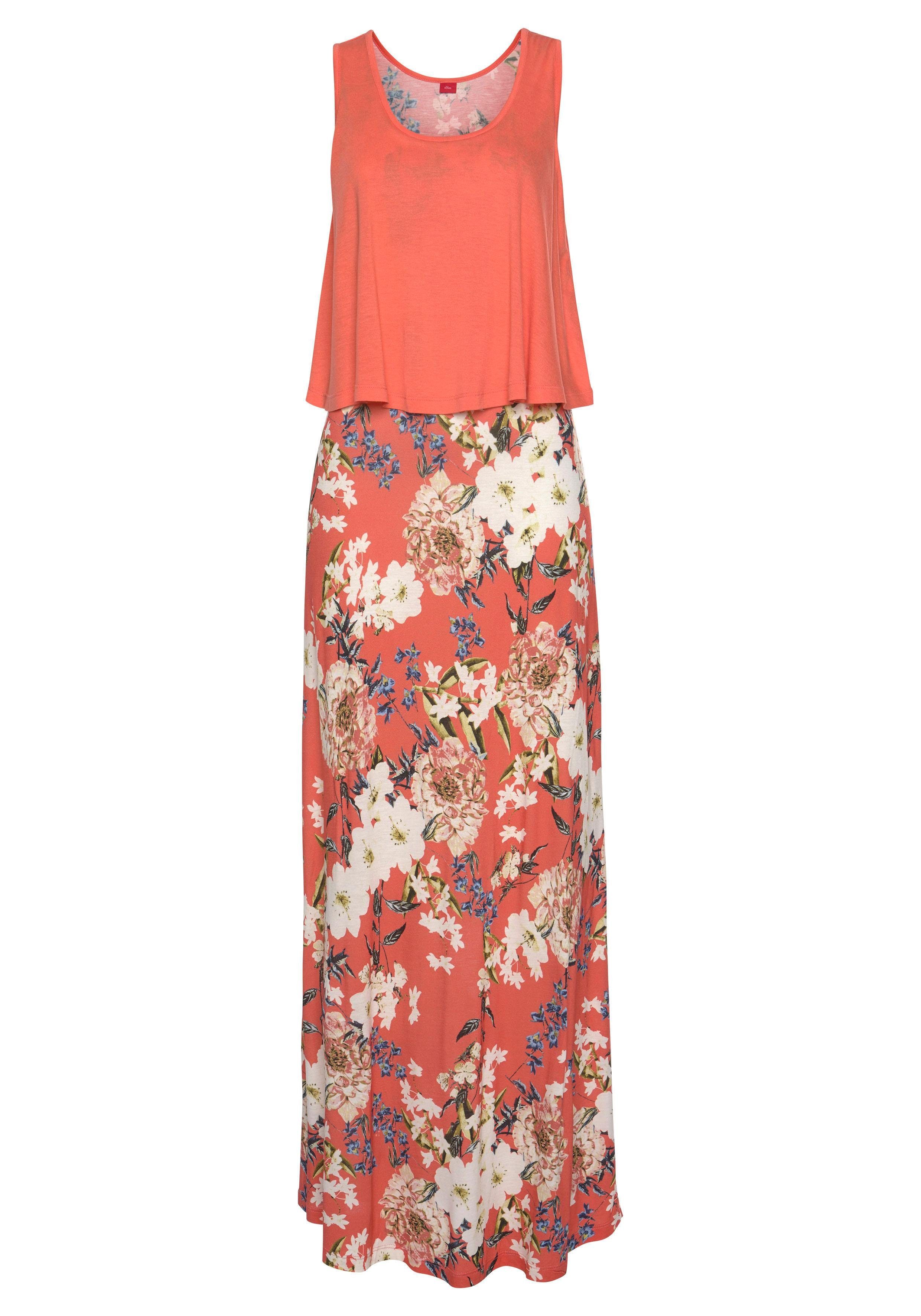 s.Oliver Maxikleid im Lagen-Look mit Blumenprint, Sommerkleid, Strandkleid günstig online kaufen