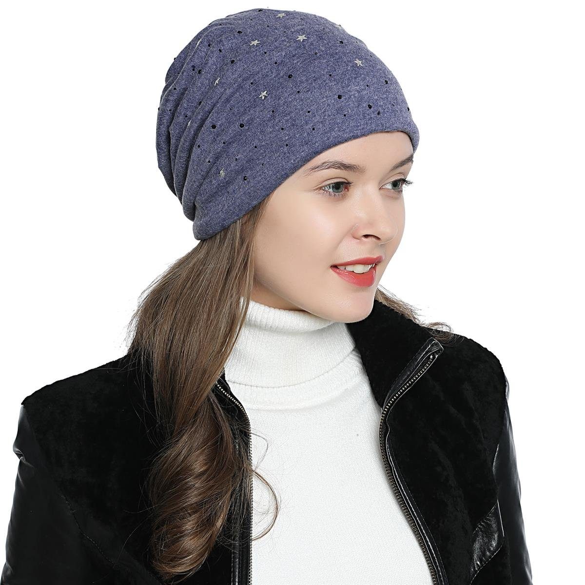 DonDon Beanie Damen Slouch mit Print günstig online kaufen