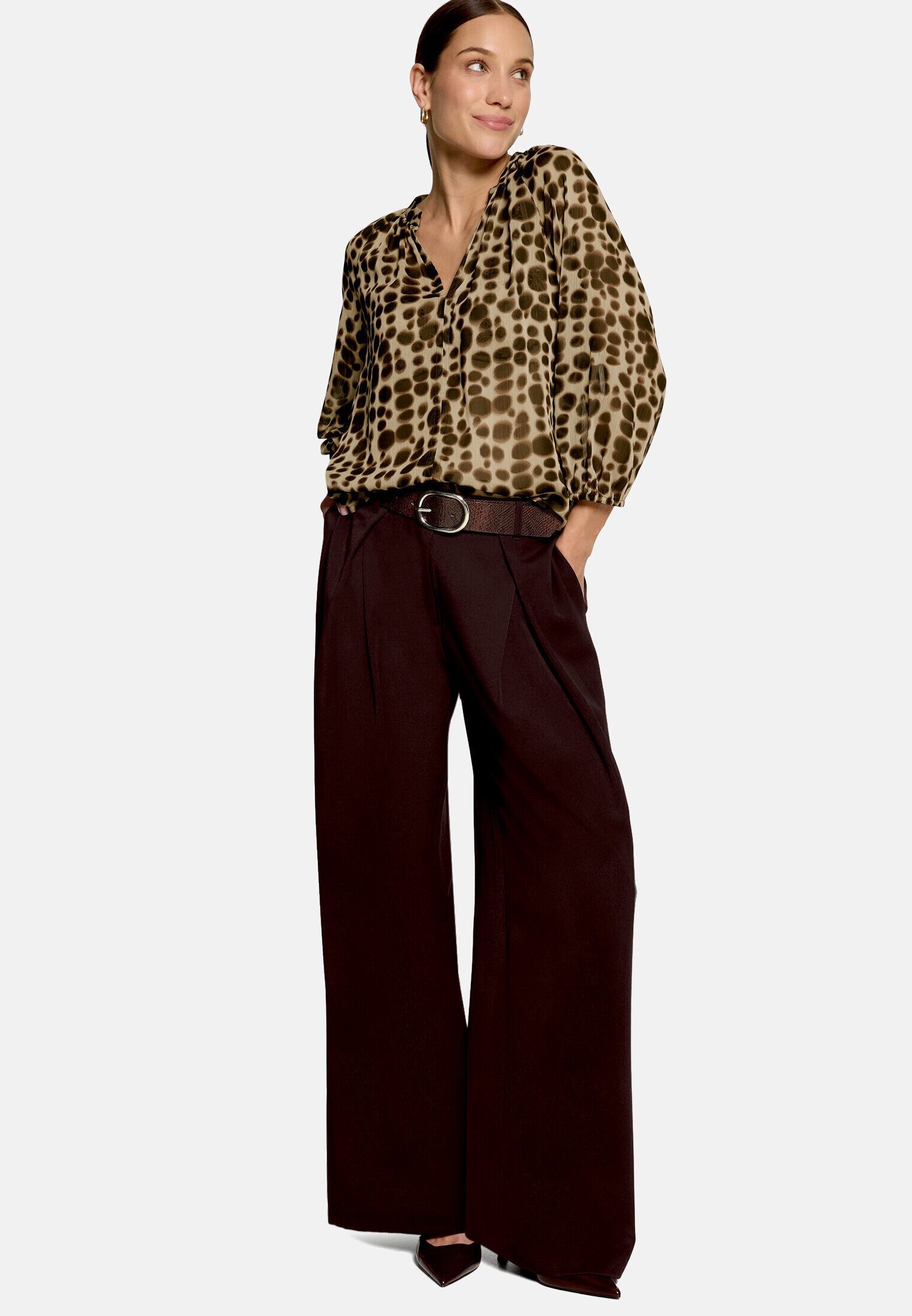 Zero Schlupfbluse Damen im Leo-Look