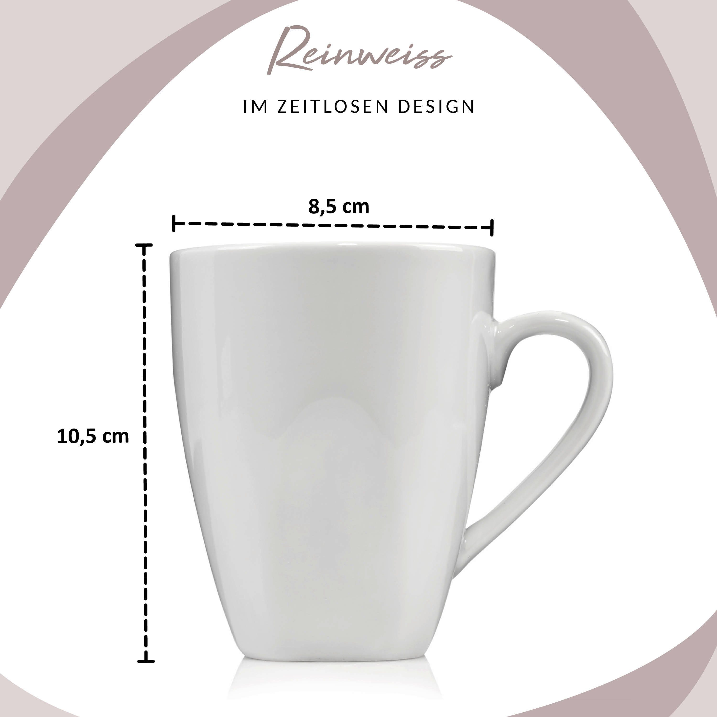 SÄNGER Becher Bilgola Kaffeetassen-Set, Weiß, 6-tlg., Porzellan, 6-teilig, Premium Collection