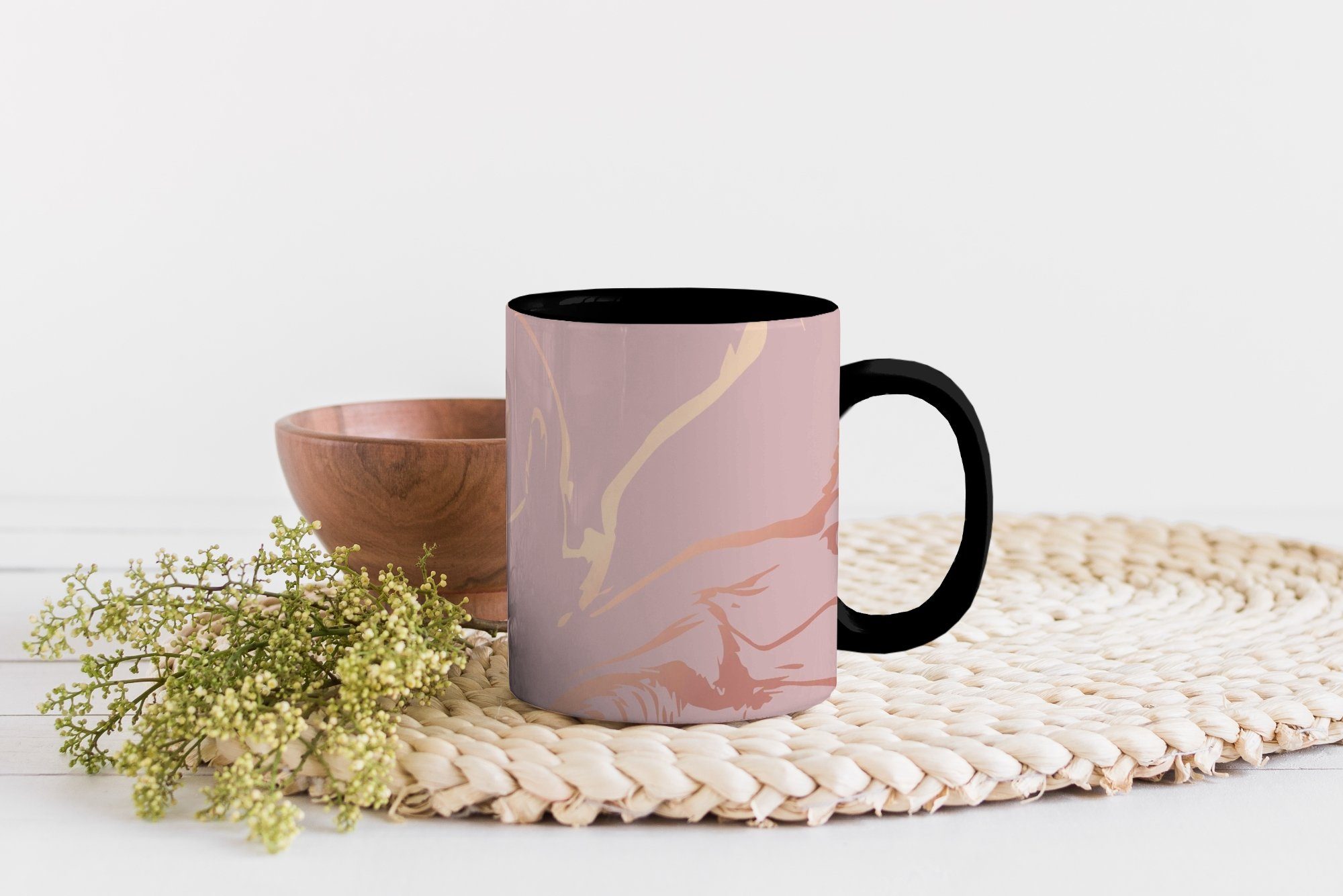 Marmor - Geschenk Farbwechsel, Teetasse, - MuchoWow Kaffeetassen, Tasse Zaubertasse, Roségold Linie, Keramik,