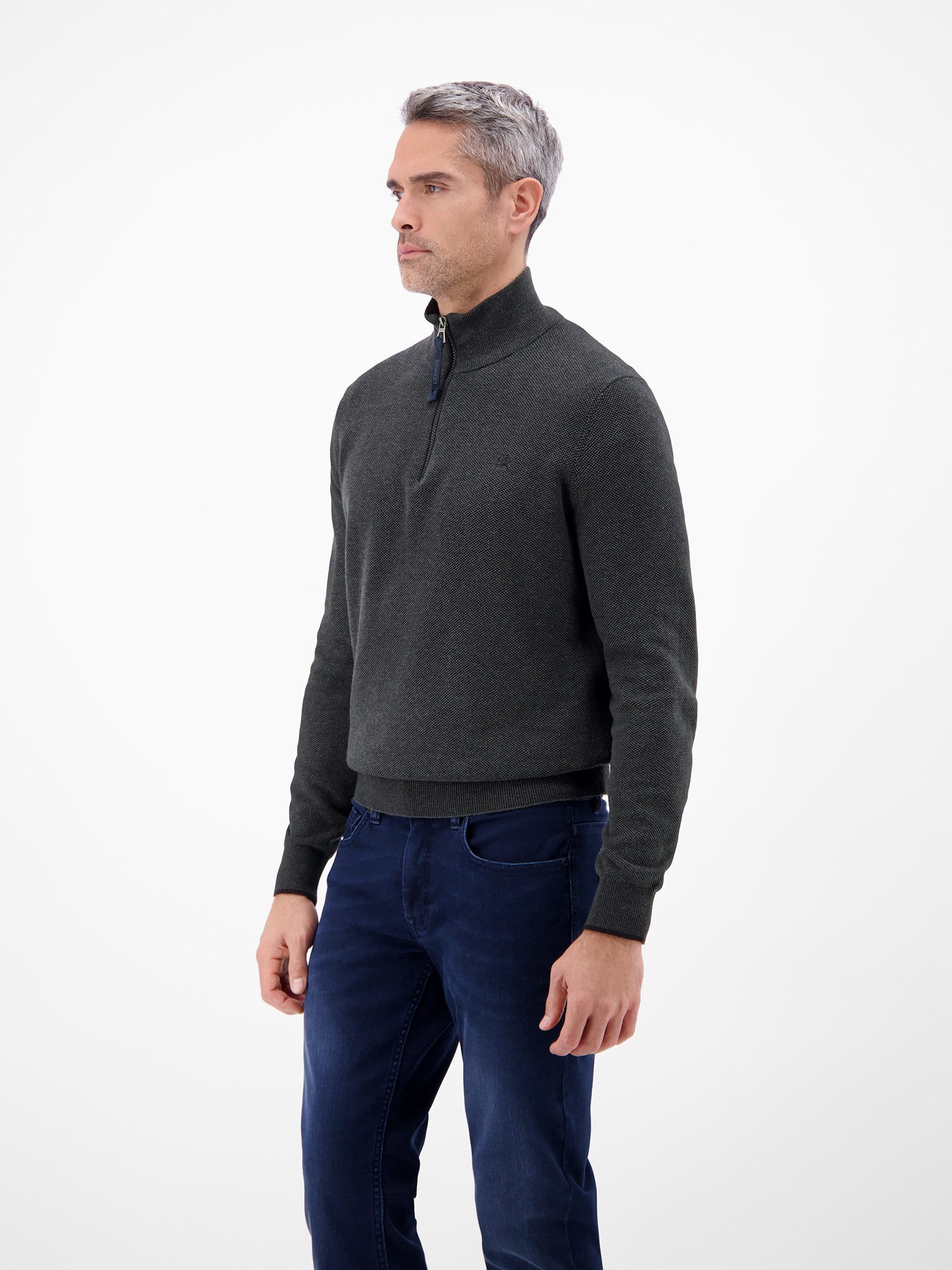LERROS Sweatshirt Troyer in Strukturqualität Herrensweatshirt aus 100% Baumwolle & Troyer-Kragen mit Reißverschluss – Bild 3 von 5
