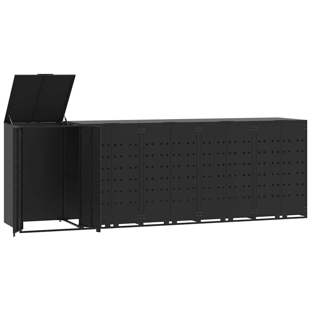 vidaXL Mülltonnenbox Mülltonnenbox für 5 Tonnen Schwarz 345x79x117 cm Stahl
